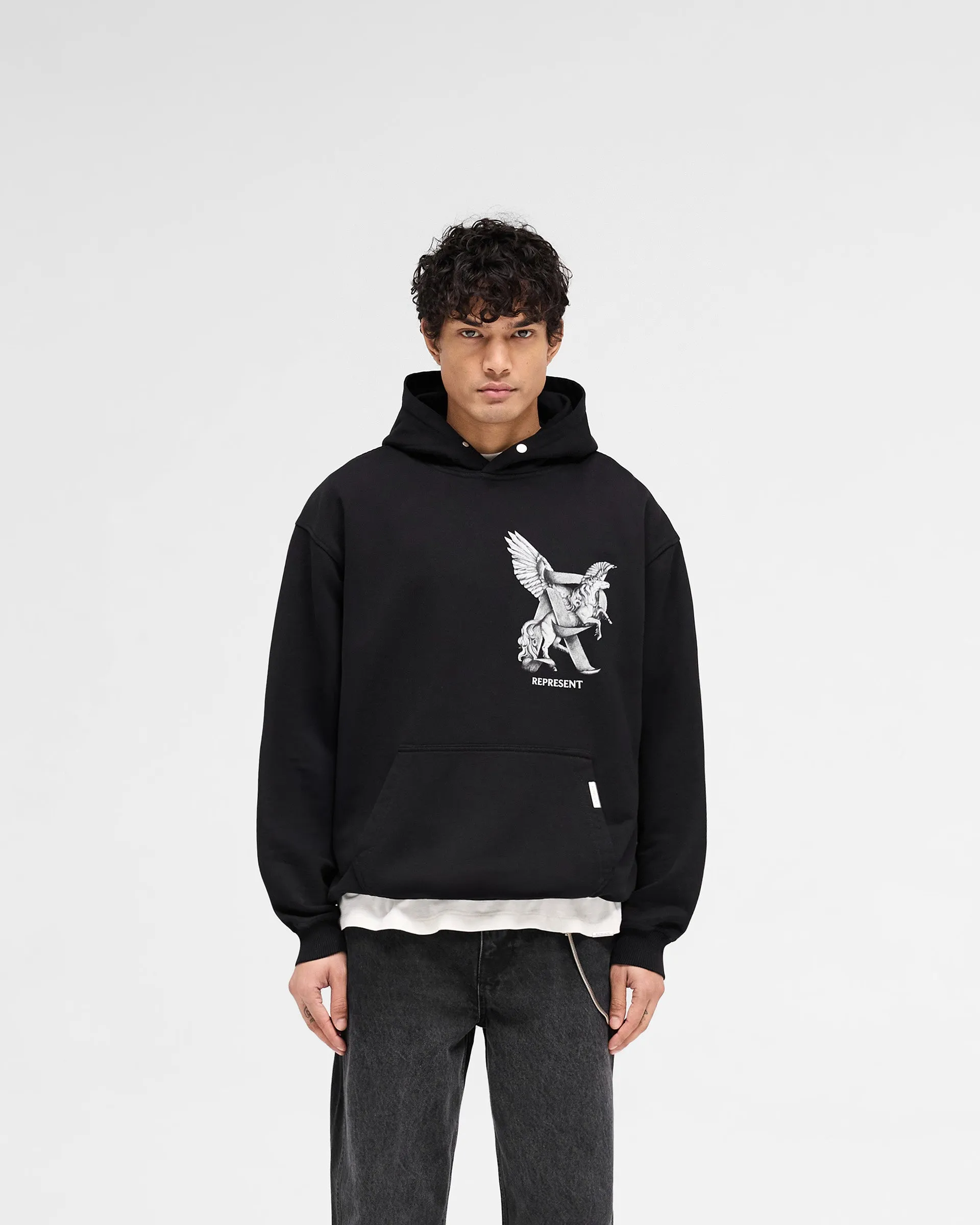 Checkered Elegance In Motion Hoodie - Jet Black