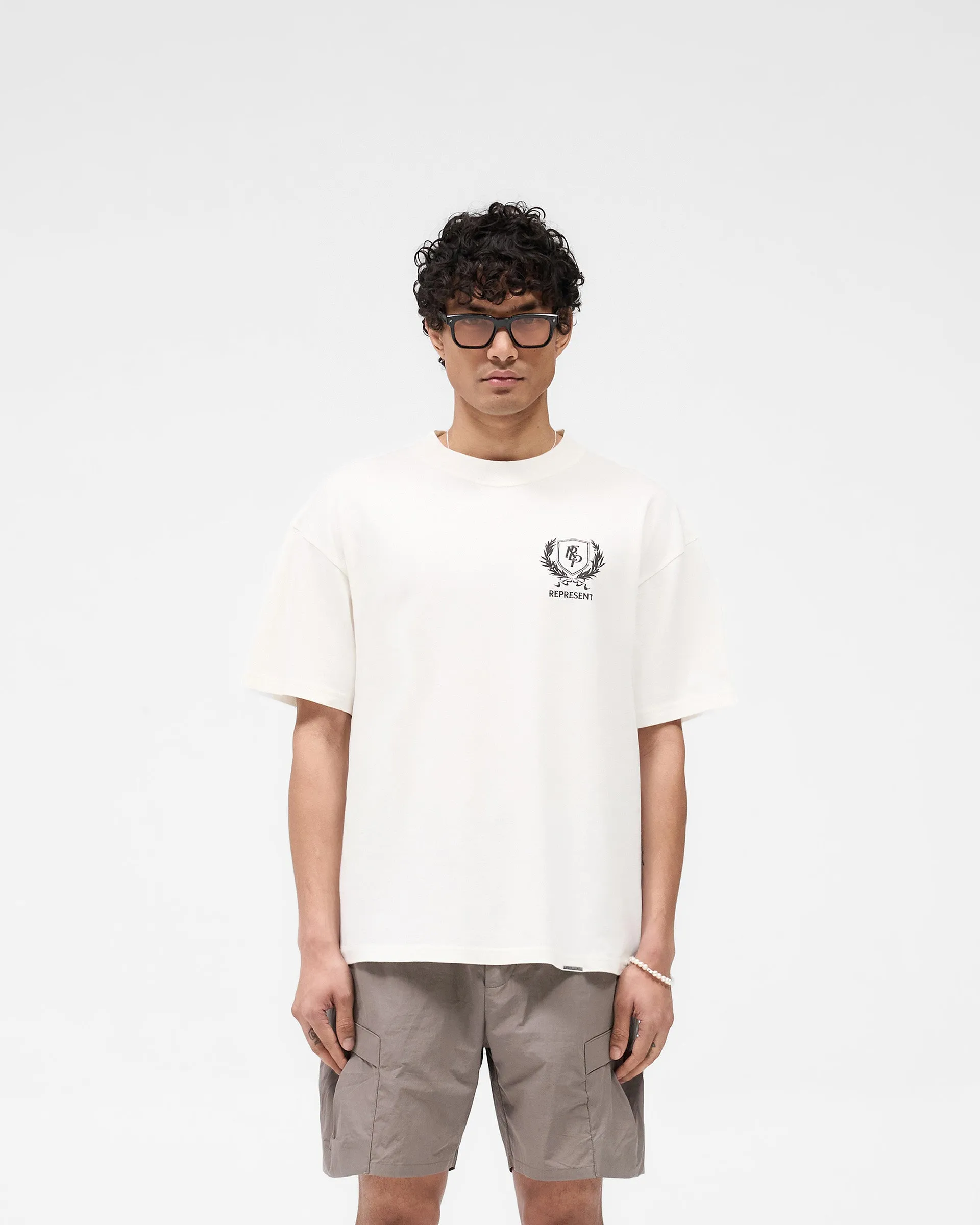 Crest T-Shirt - Flat White proper length Trendy Design