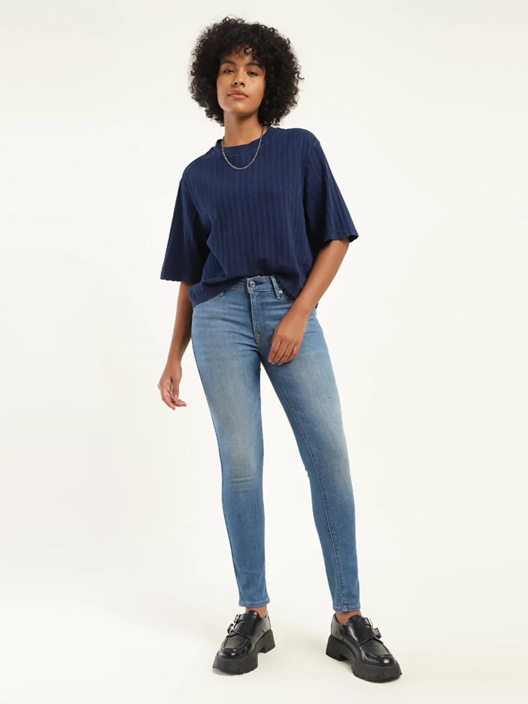 Women's 711 Blue Skinny Fit Mid Rise Jeans Day To Day