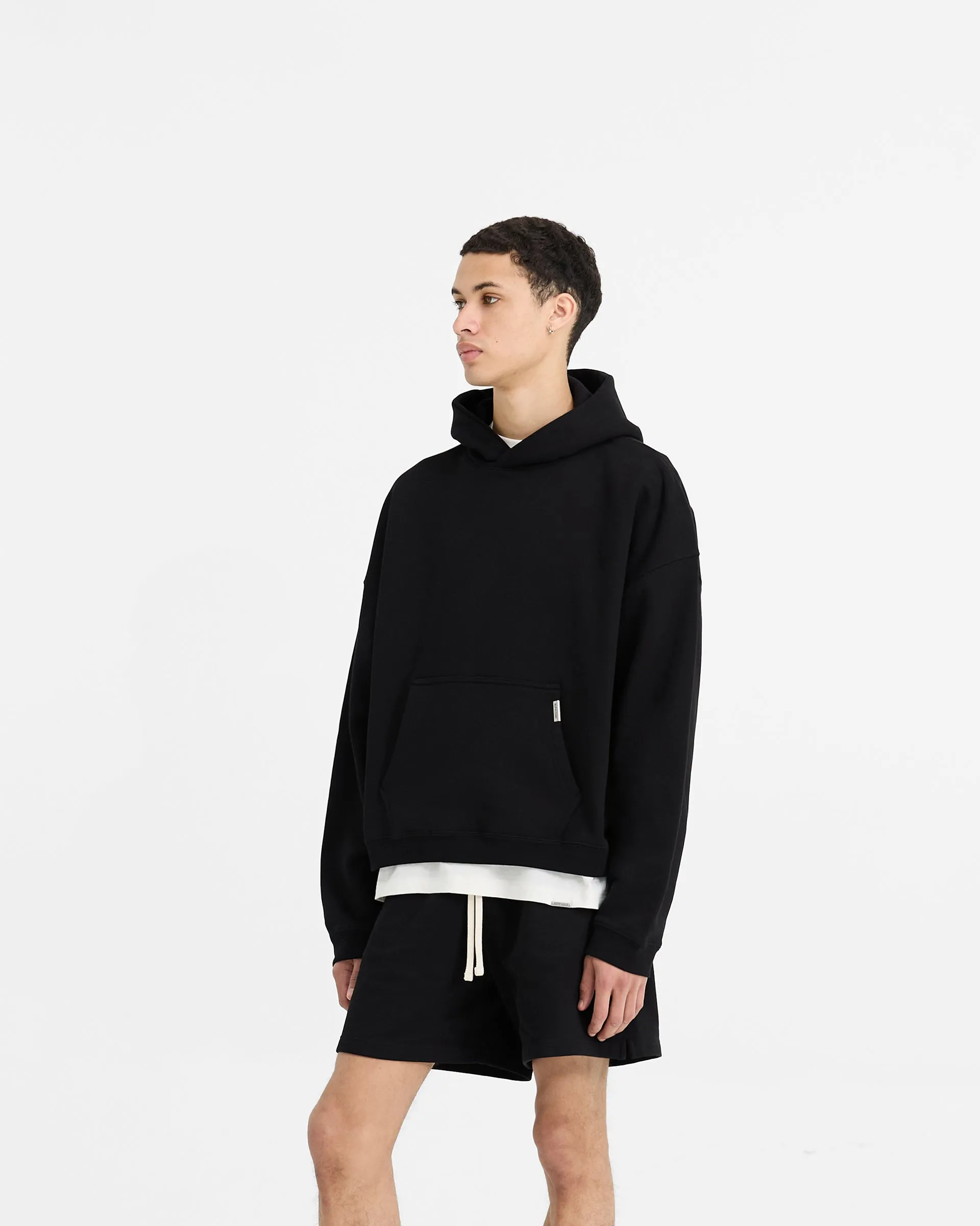 Initial Boxy Hoodie - Black Cold Weather Wear easy to pair