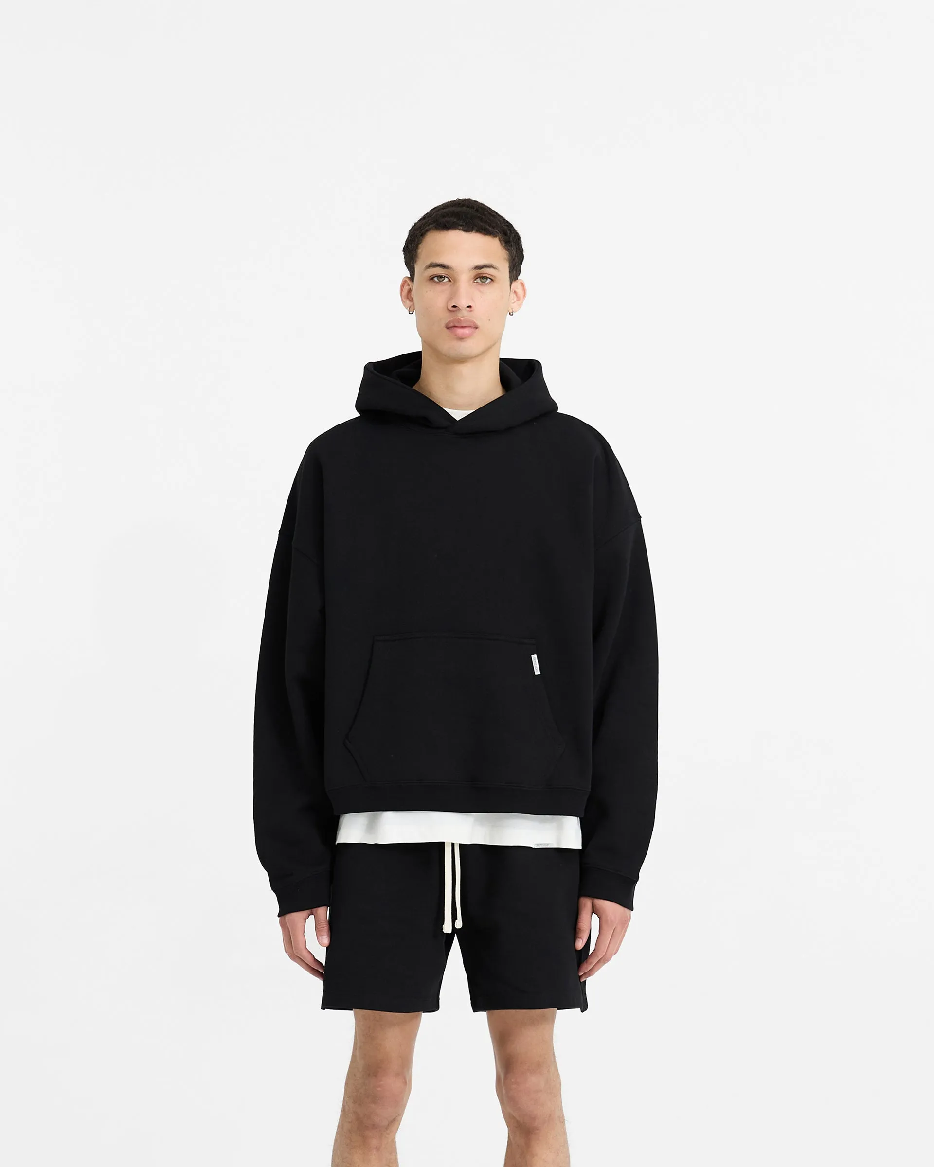 product low end affordability Initial Boxy Hoodie - Black