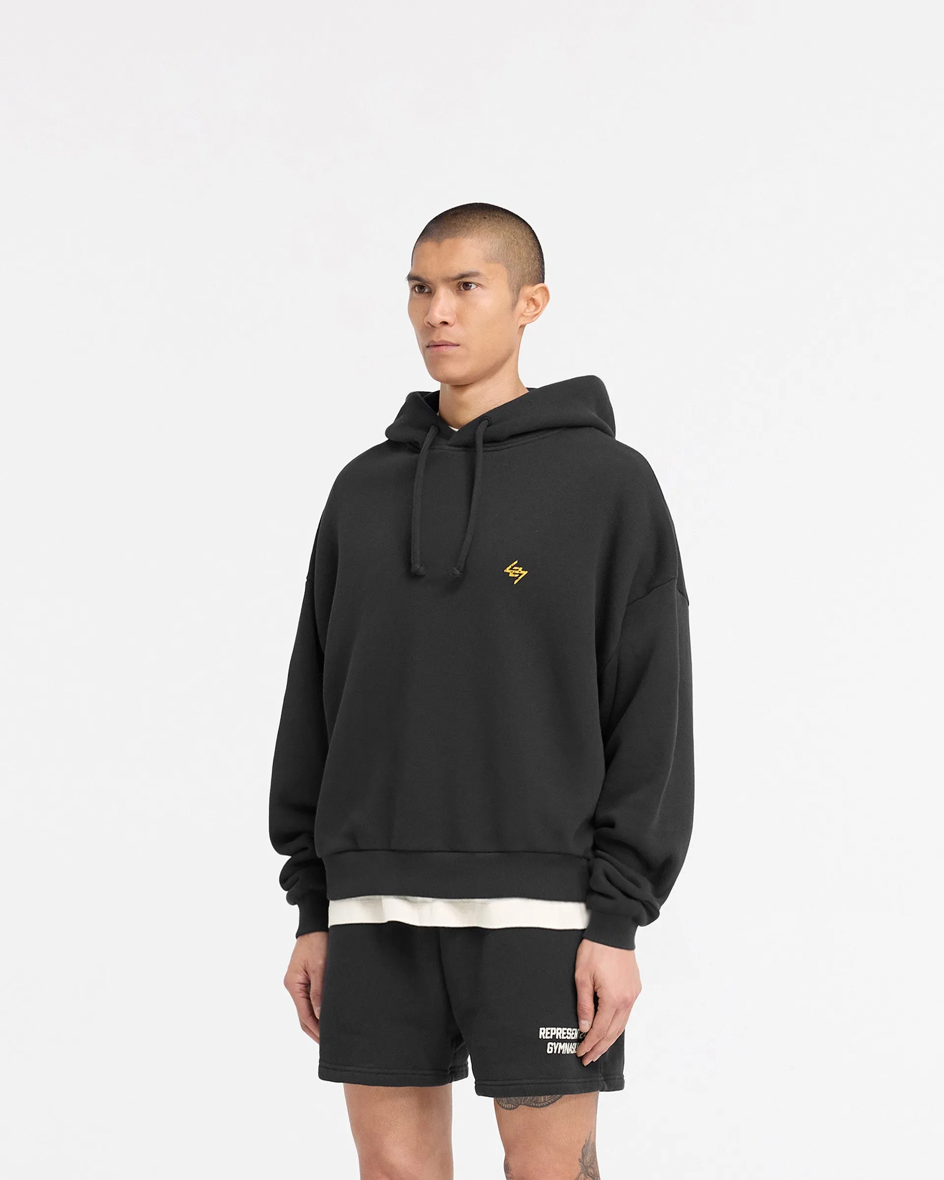 247 On His Shoulders Boxy Hoodie - Off Black Minimalist Design