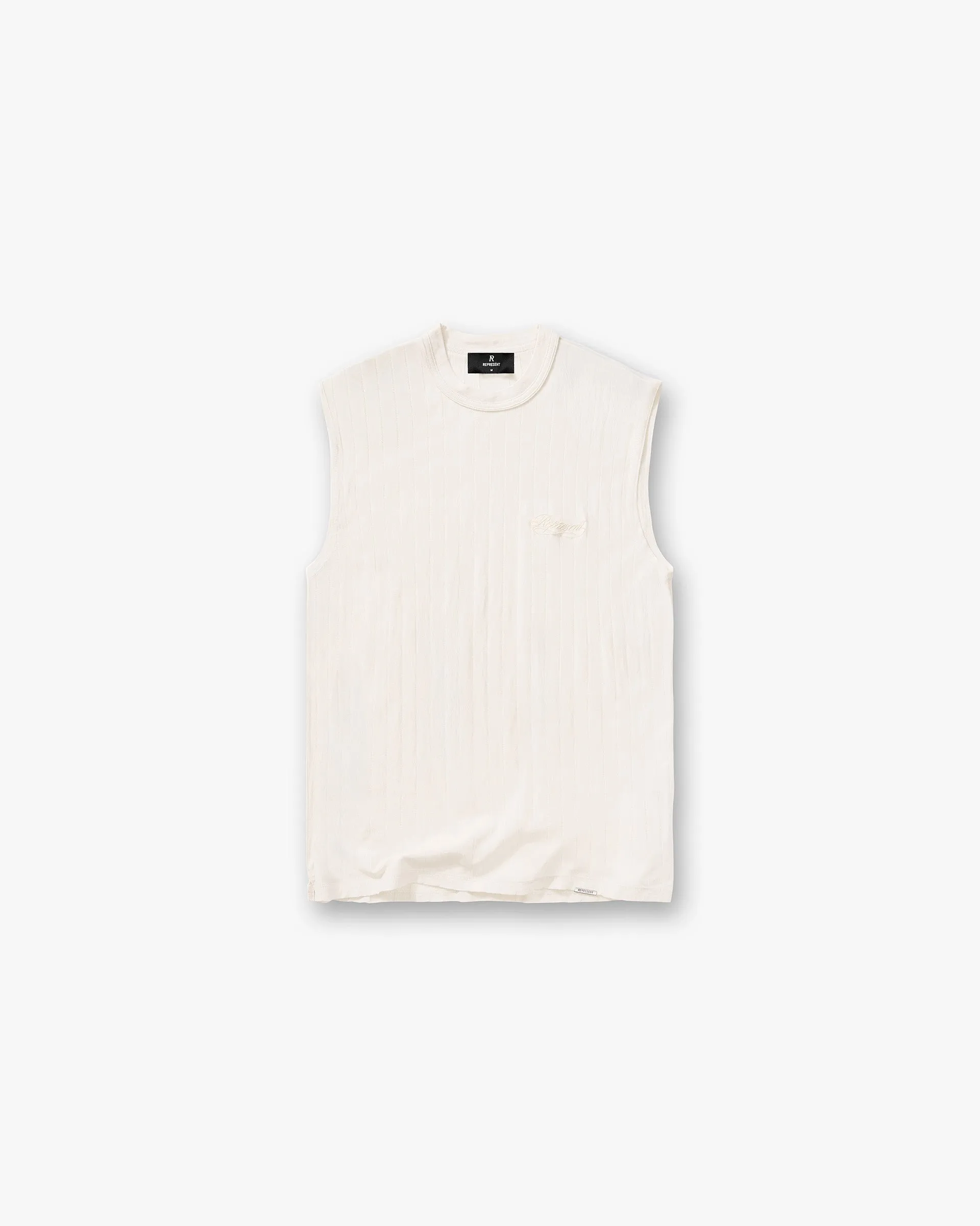 Slub Script Tank - Aged White Comfy Wardrobe Timeless Wear