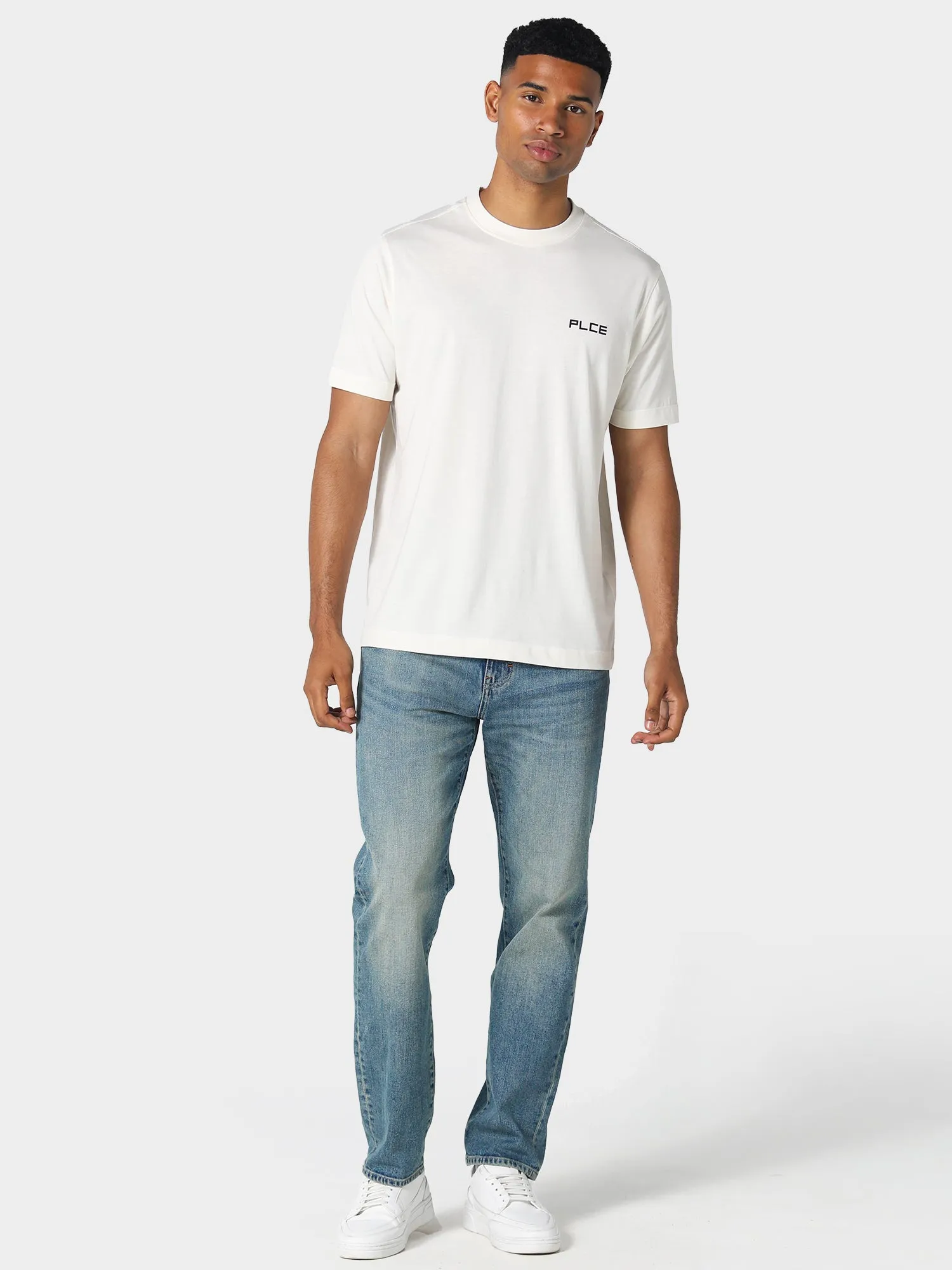 Dev Bone White T-Shirt Multi Panel Design Heathered Texture