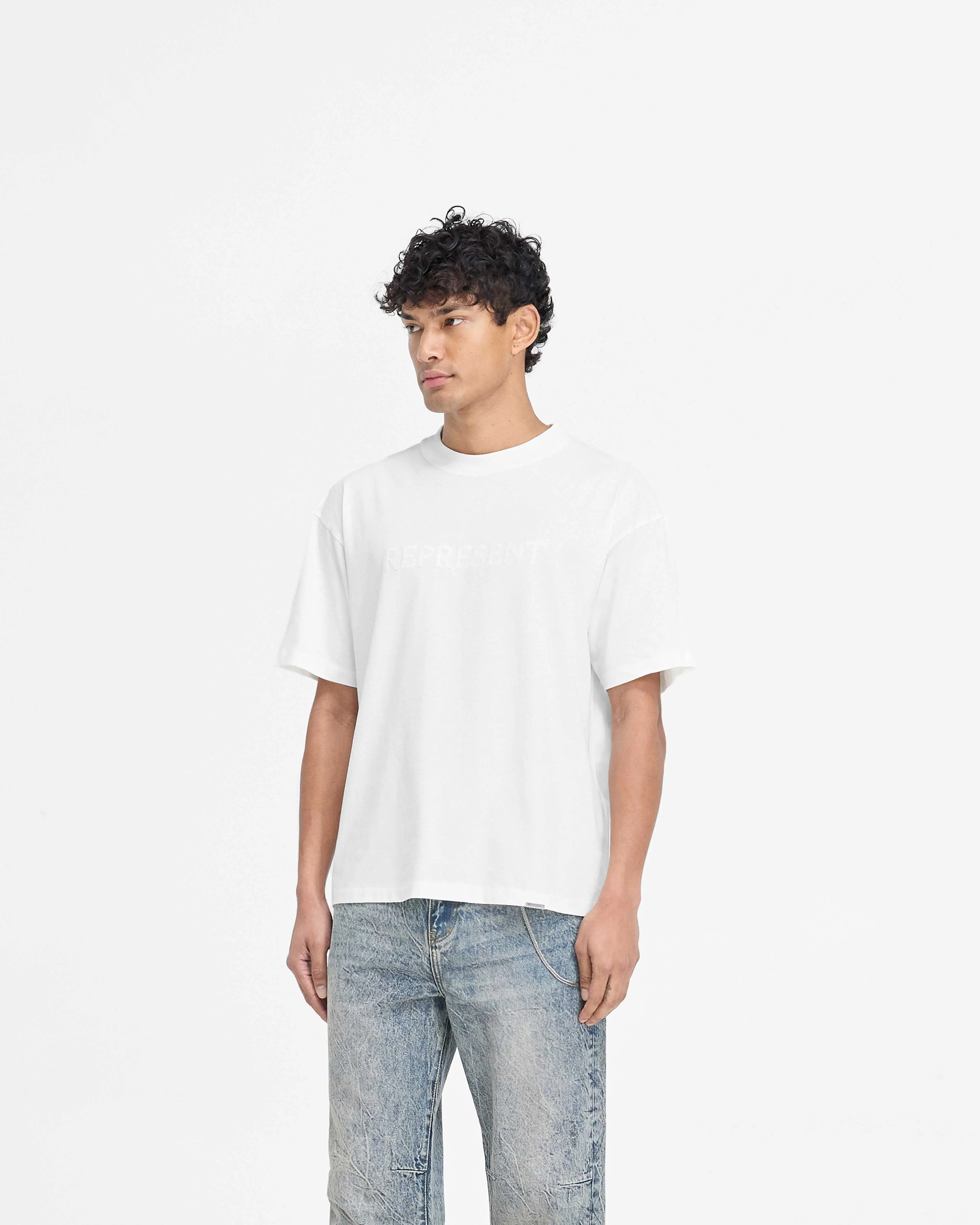 Serif Logo T-Shirt - Flat White Comfortable Weave