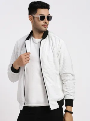 Stylish Basics Men's White Windcheater Bomber Jacket