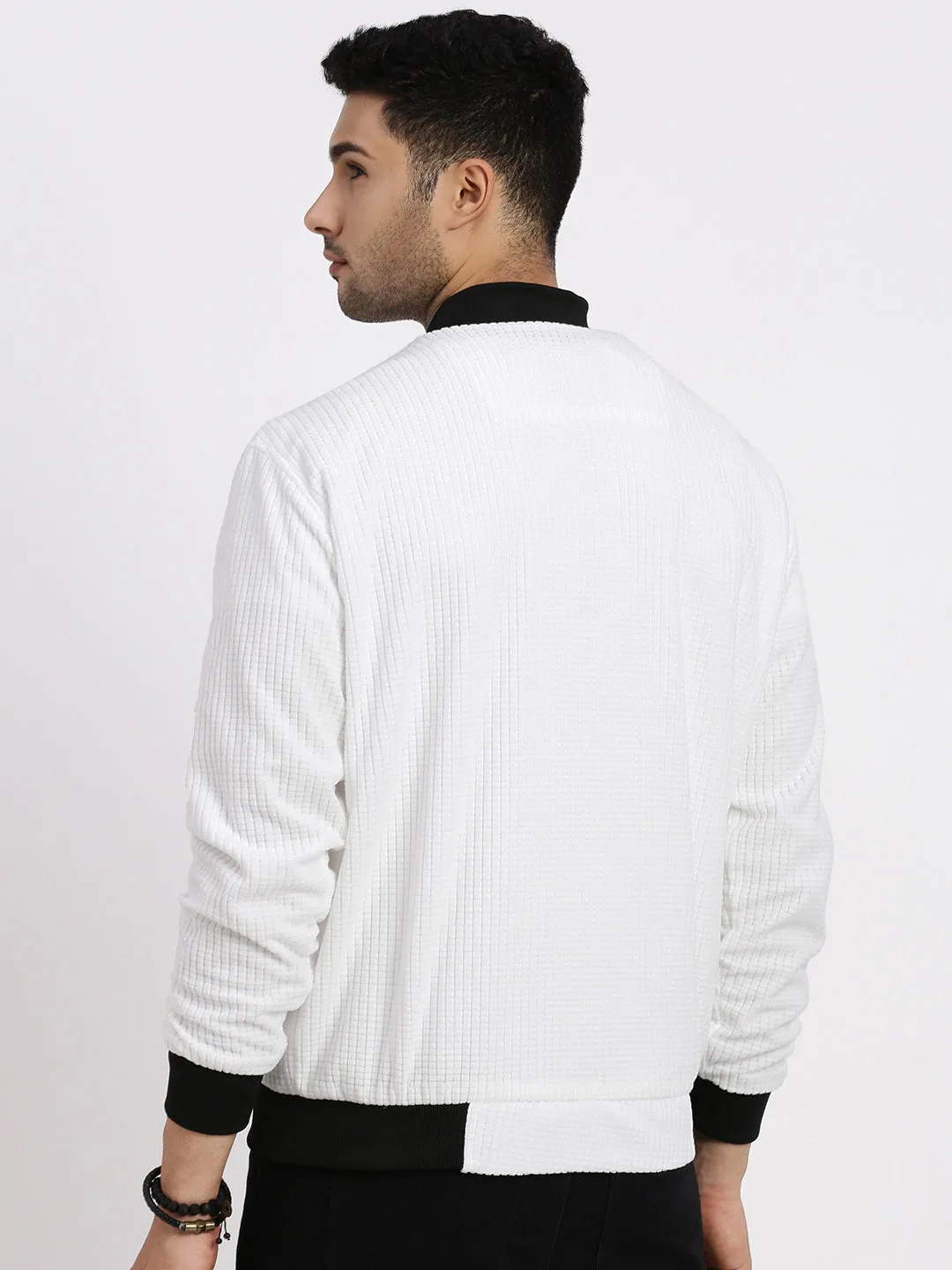 Men's White Windcheater Bomber Jacket Heat Retention