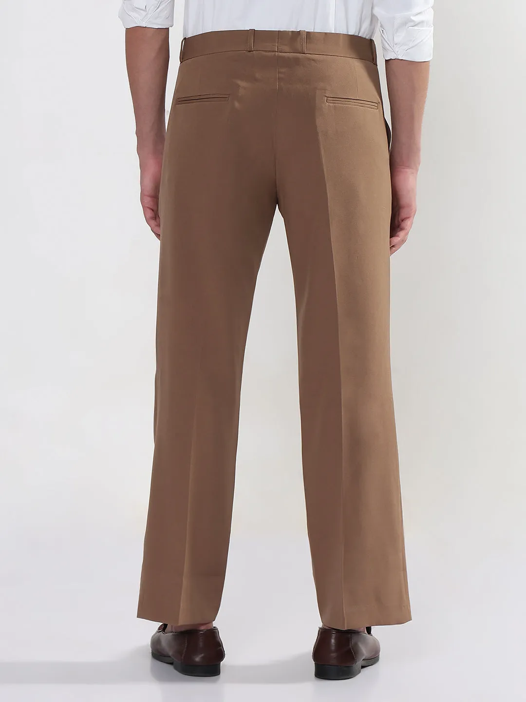 Abrasion resistant Men's Brown Relaxed Fit Korean Trousers