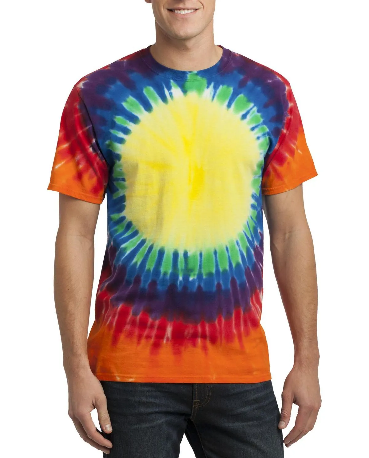 Perfect Wear Versatile Layer JustBlanks Men's Short Sleeve Tie-Dye T-Shirt - Window Pattern
