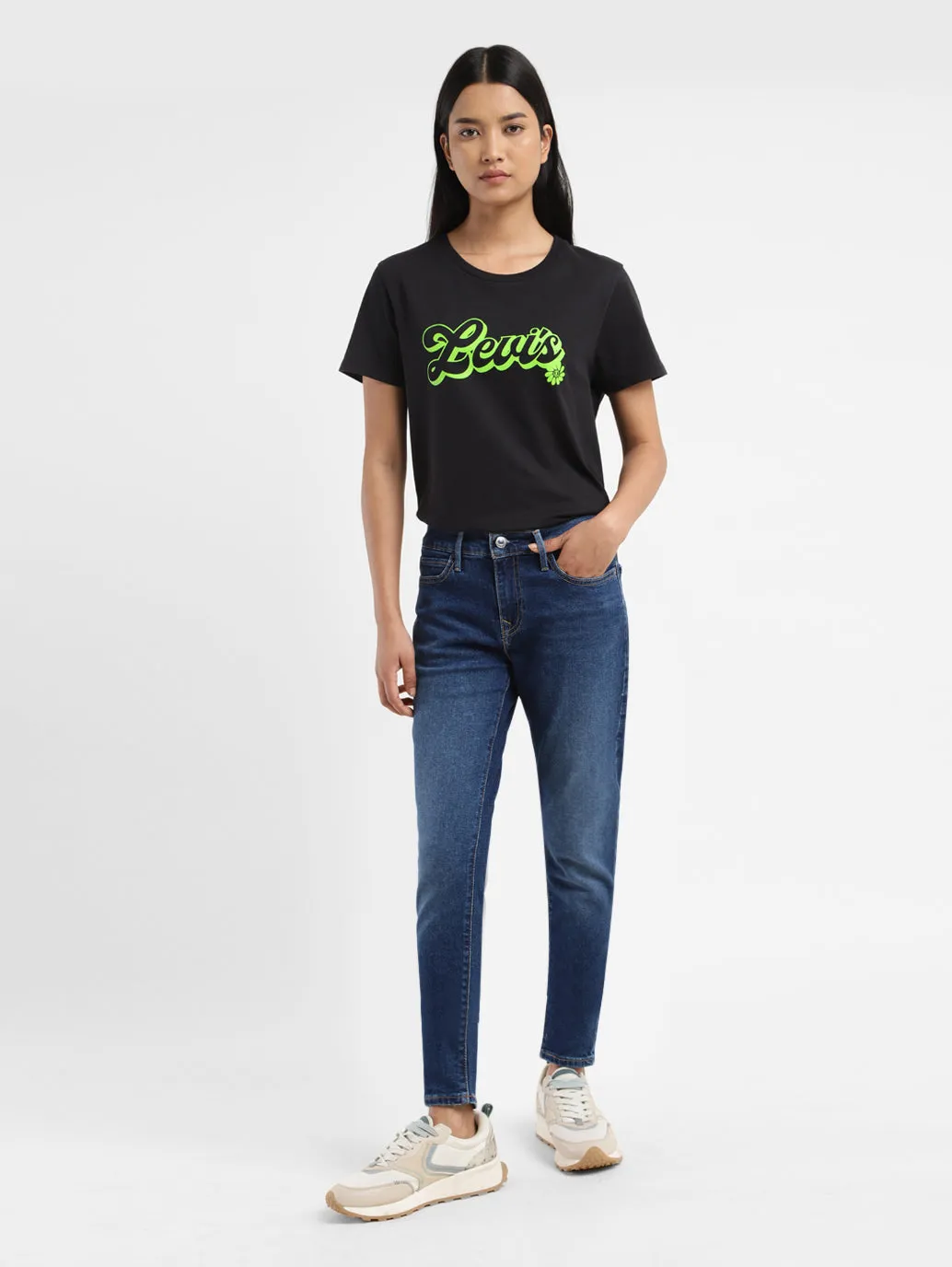 Women's 710 Blue Skinny Fit Mid Rise Jeans Casual Morning Stroll