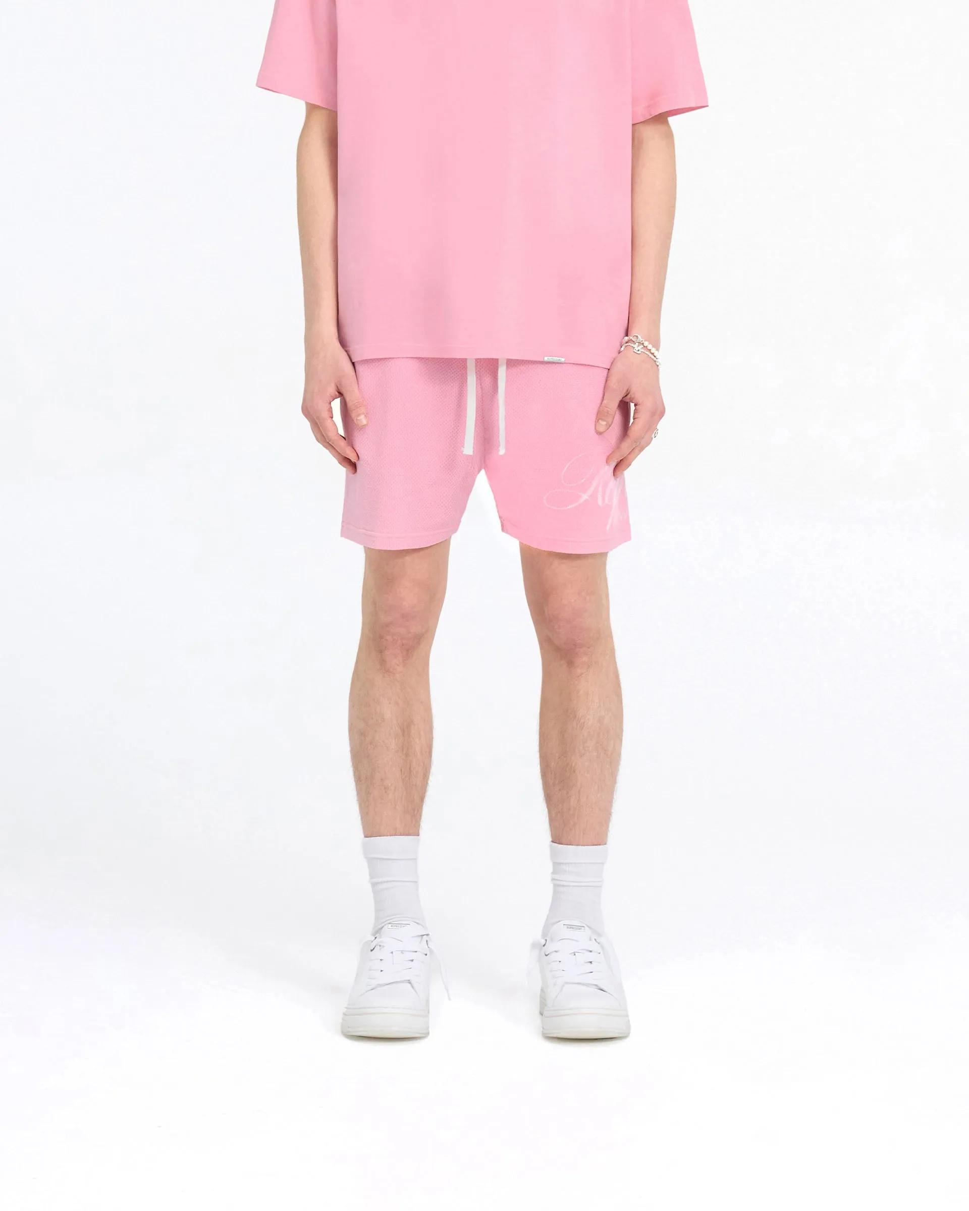 AntiSnagTechnology tall size Represent Owners Club Script Mesh Shorts - Pink