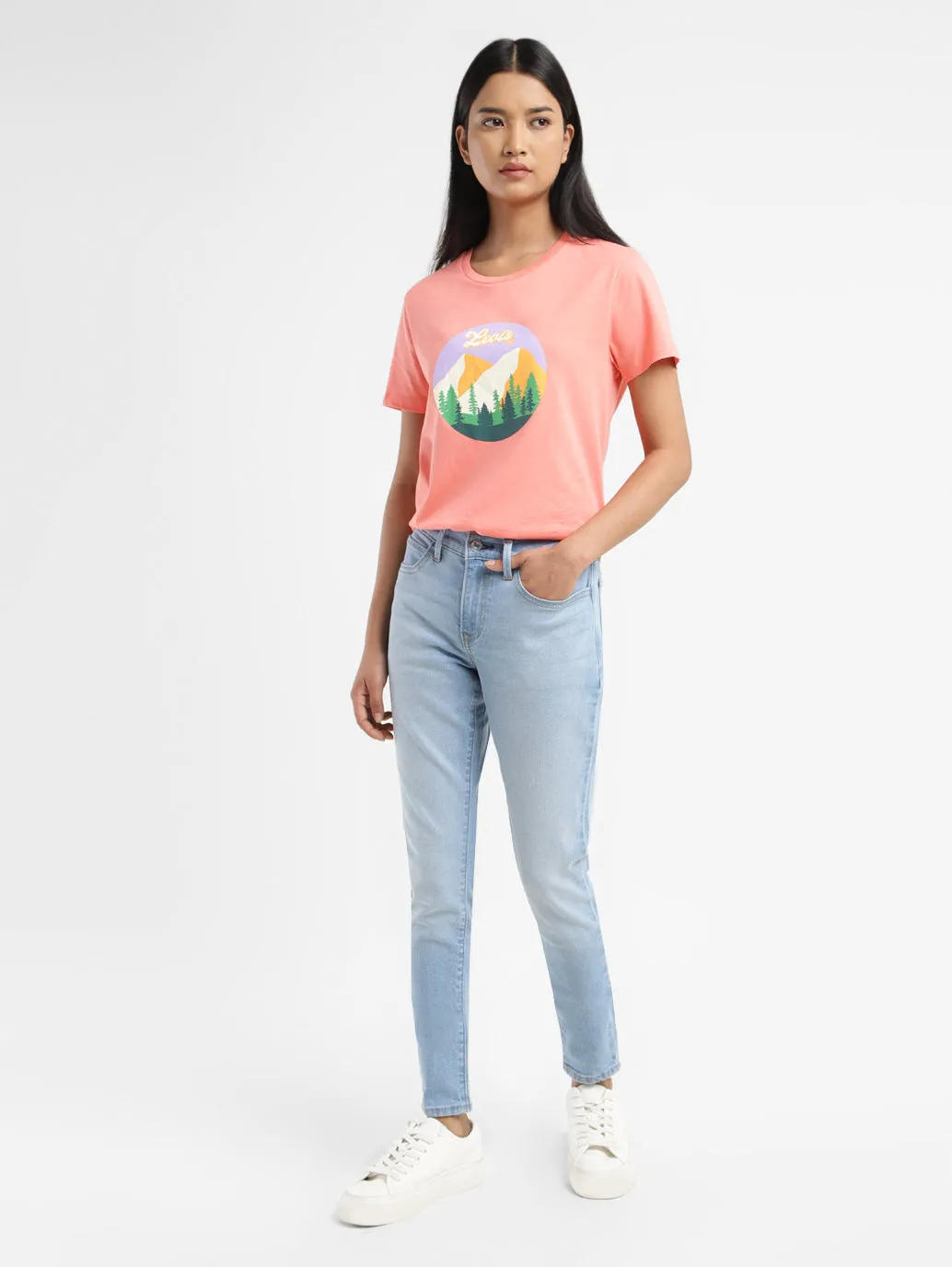 Stretch Holiday Vibes Streetwear Fan Parent Style Evening Stroll Festival Outfit Women's 710 Blue Skinny Fit Mid Rise Jeans