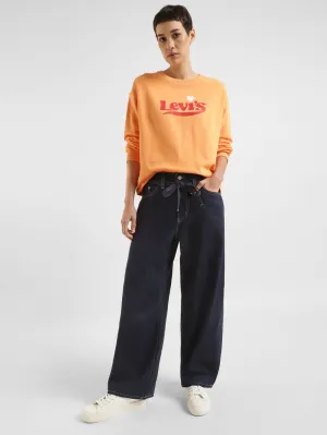 Fade Resistant Wash Women's Blue XL Balloon Loose Fit High Rise Jeans