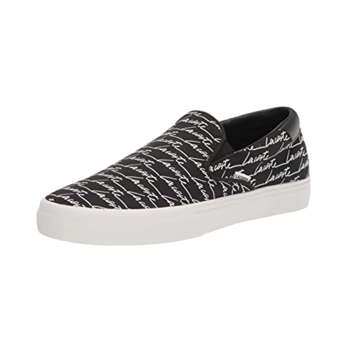 LACOSTE 7-42CMA0041312 Jump Serve Slip Canvas Signature Printed MN'S (Medium) Black/White Textile Lifestyle Shoes Mesh Upper
