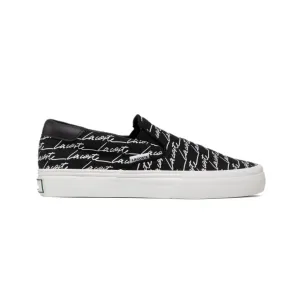 LACOSTE 7-42CMA0041312 Jump Serve Slip Canvas Signature Printed MN'S (Medium) Black/White Textile Lifestyle Shoes Quick Drying Casual Wear