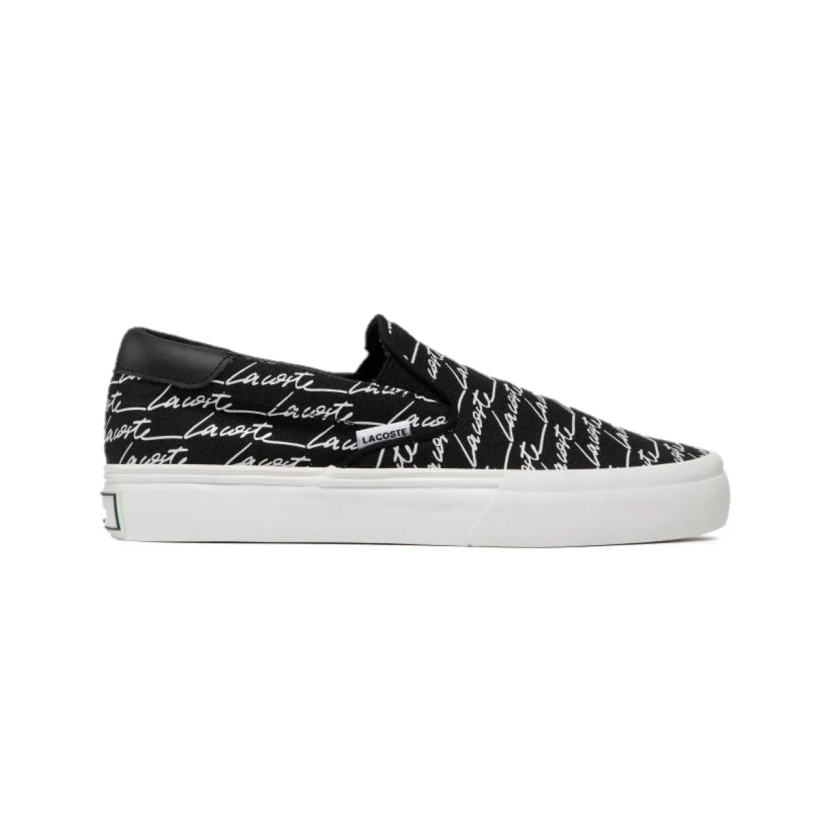 LACOSTE 7-42CMA0041312 Jump Serve Slip Canvas Signature Printed MN'S (Medium) Black/White Textile Lifestyle Shoes Quick Drying Casual Wear