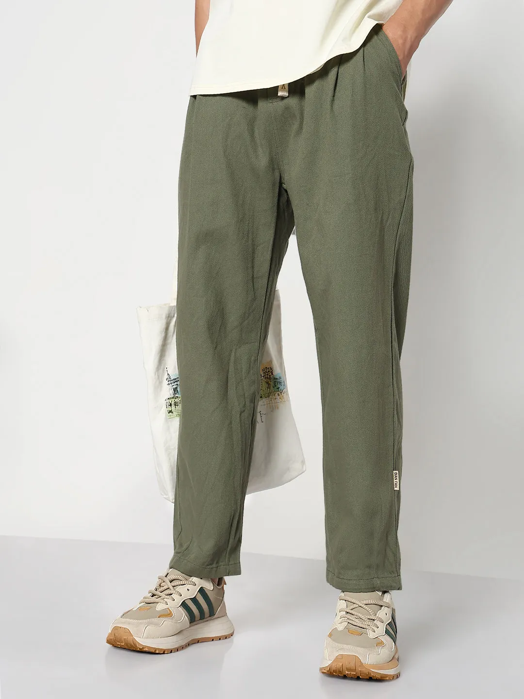 Men's Olive Relaxed Fit Trouser Flattering Design Wear