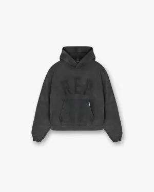 Relaxed Wear Rep Applique Hoodie - Vintage Black