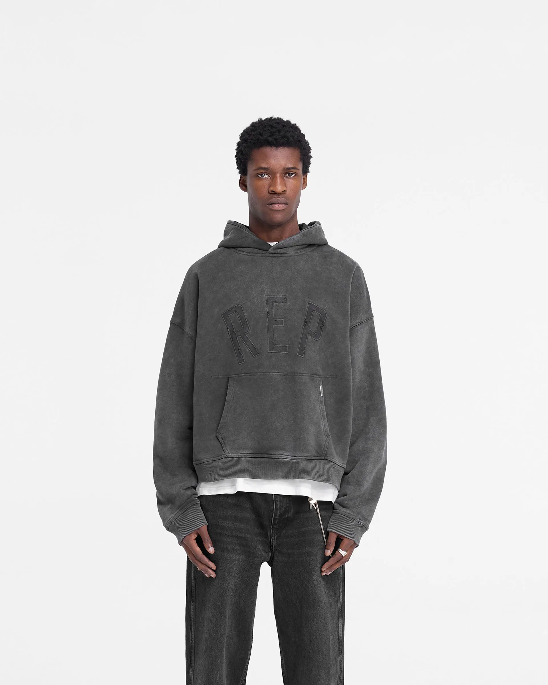 shoe accents Rep Applique Hoodie - Vintage Black