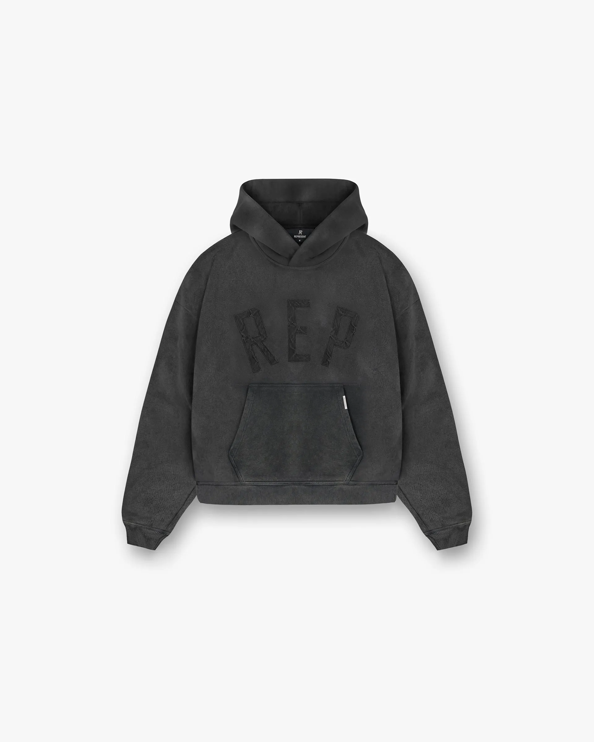 Relaxed Wear Rep Applique Hoodie - Vintage Black
