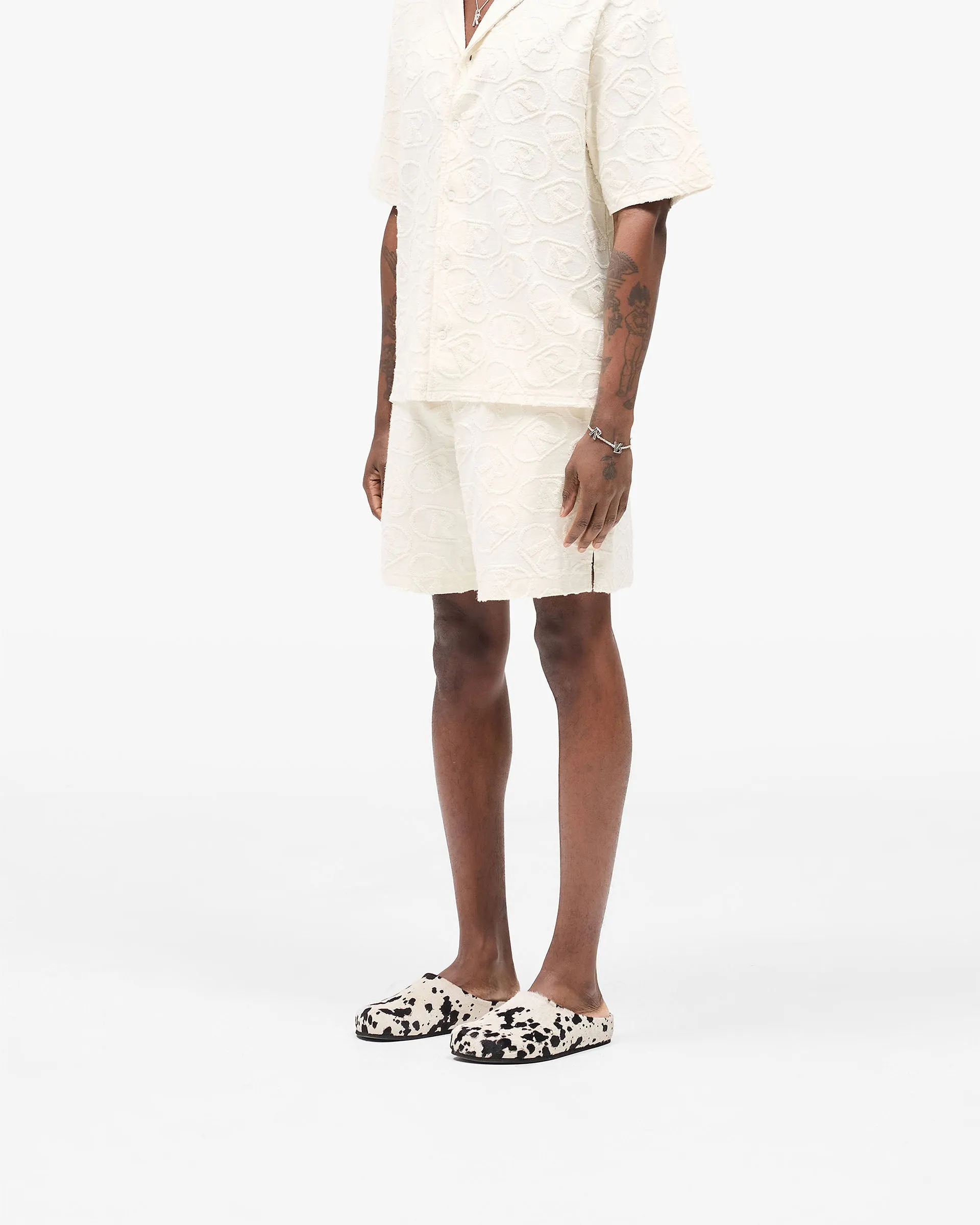 khaki shorts Outdoor Activity All Over Print Towel Short - Aged White