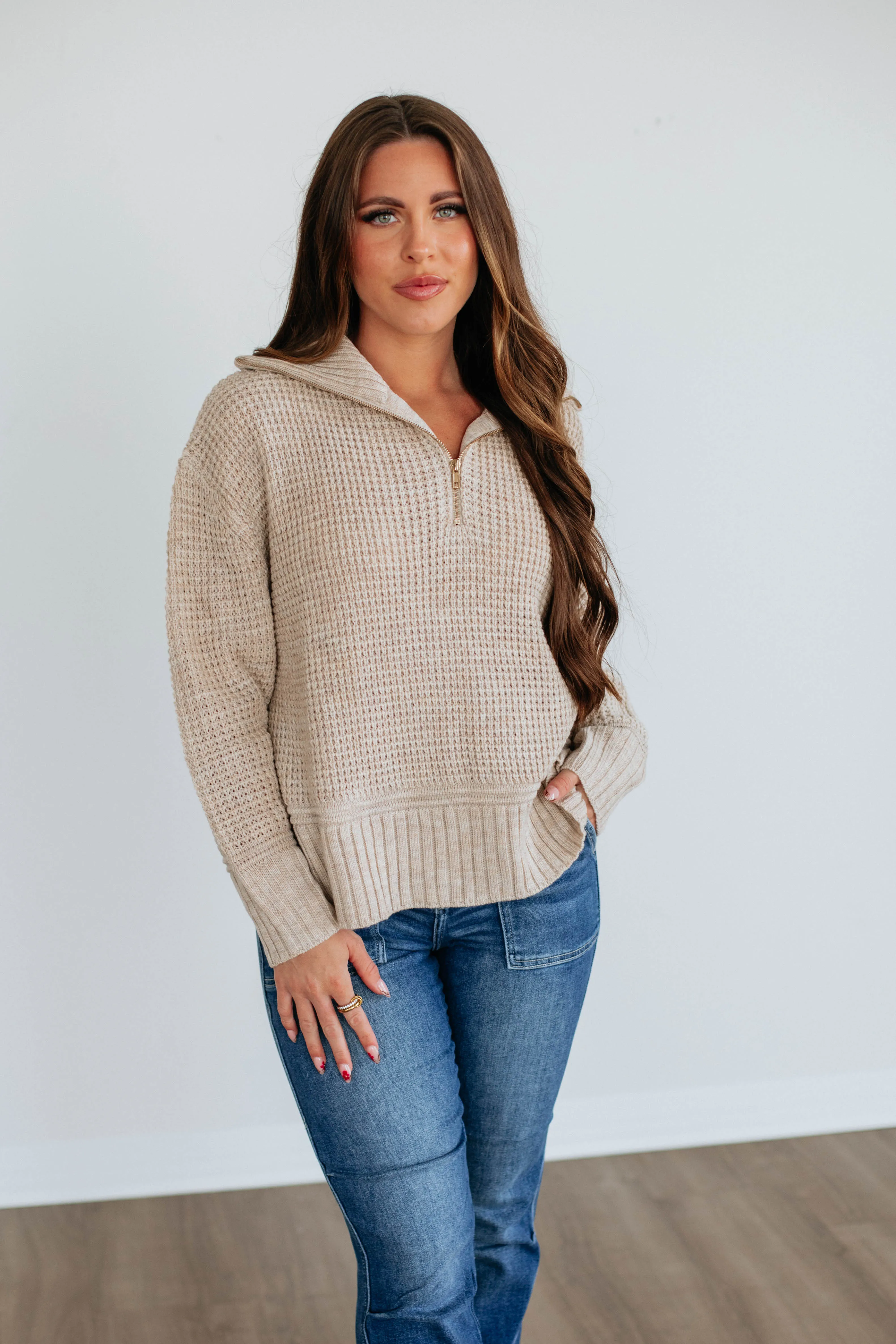 Jennie Knit Sweater Ribbed Edging EcoFriendly Textile
