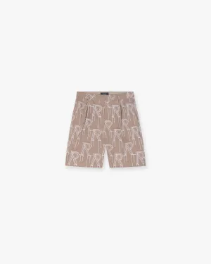 two piece outfit Breathable Side Vents Embroidered Initial Tailored Short - Washed Taupe