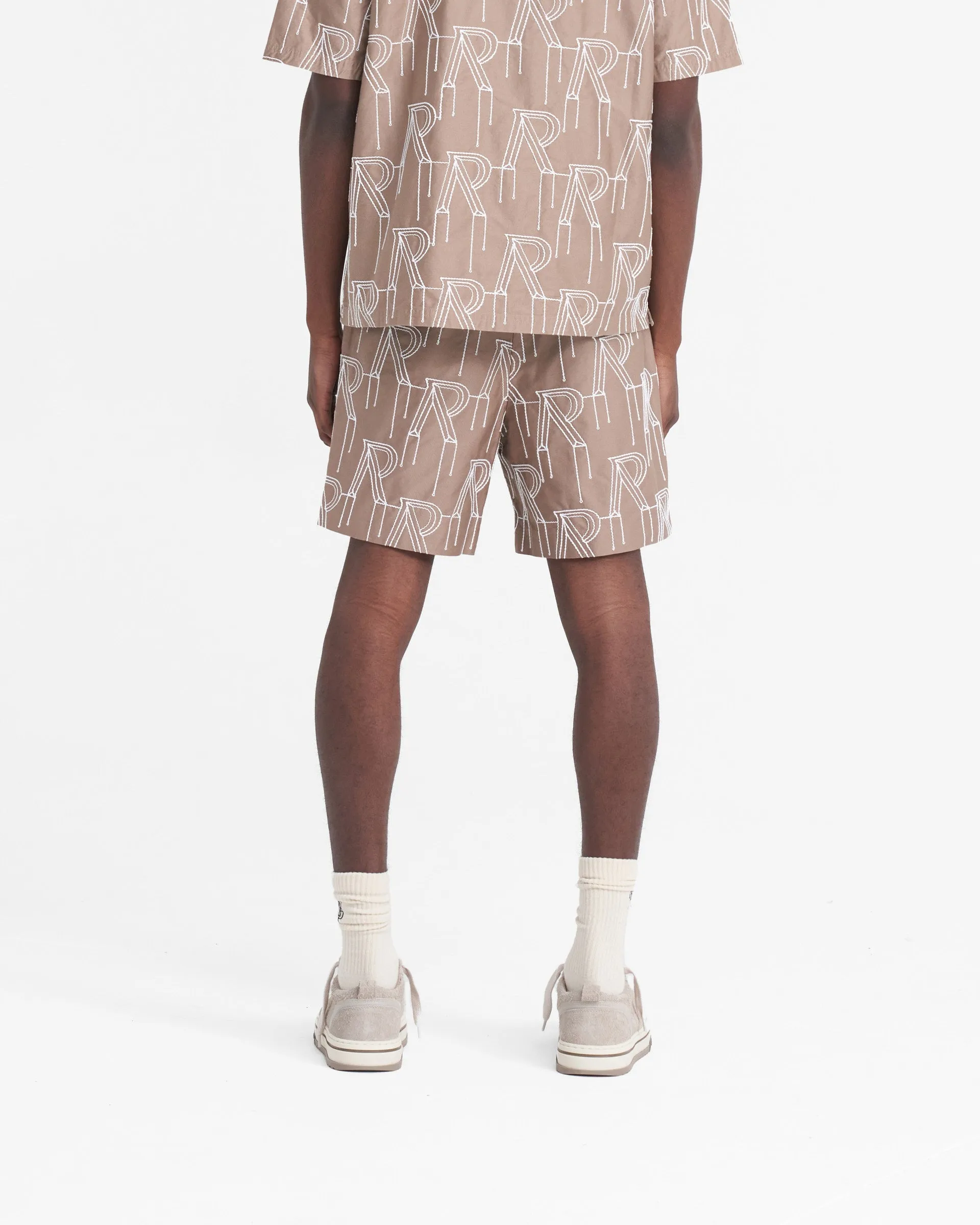 Embroidered Initial Tailored Short - Washed Taupe Anti Pilling Technology
