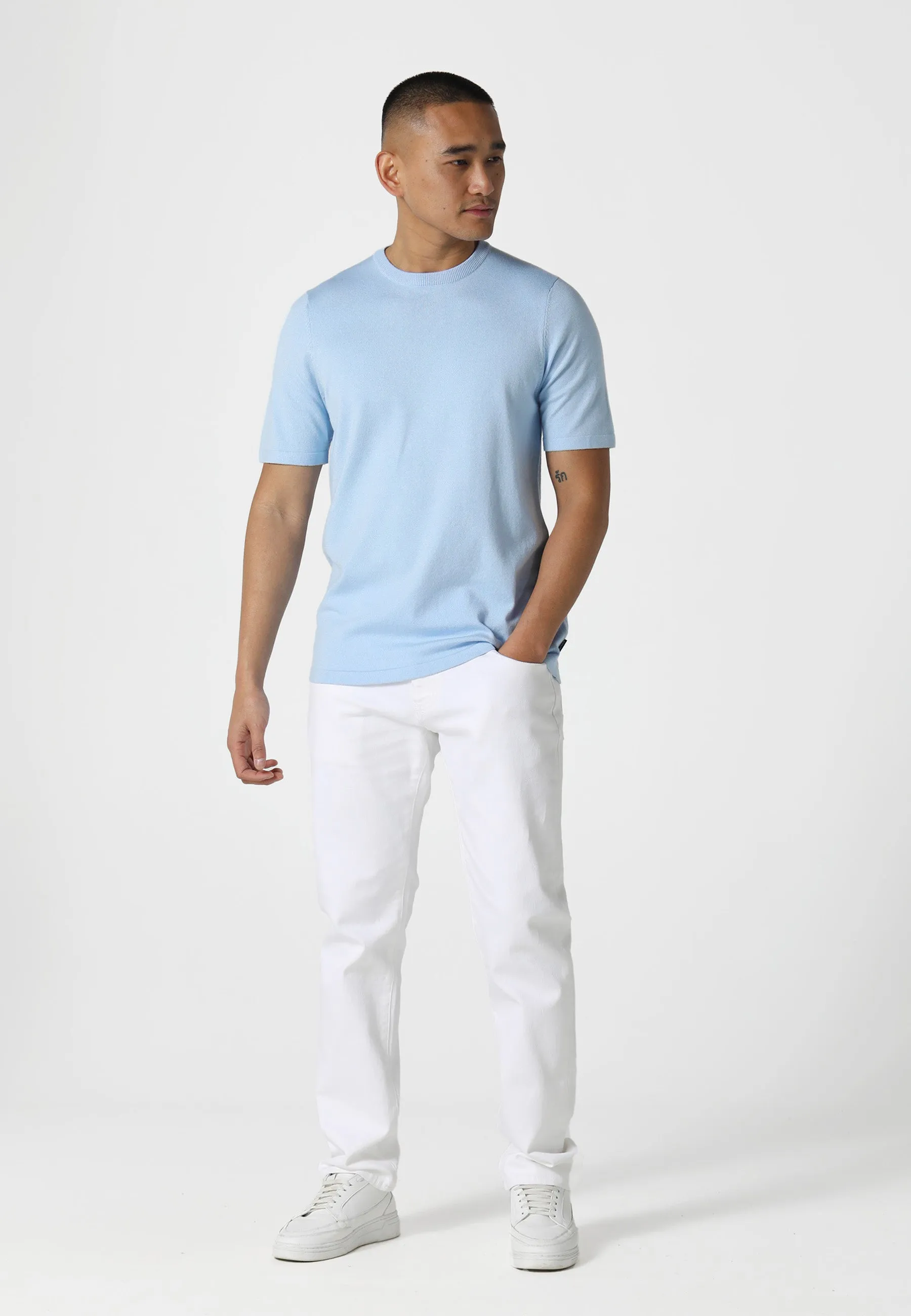 Cozy Comfort Comfy Essentials Wear Filler Oceanic Blue Knitted T-Shirt