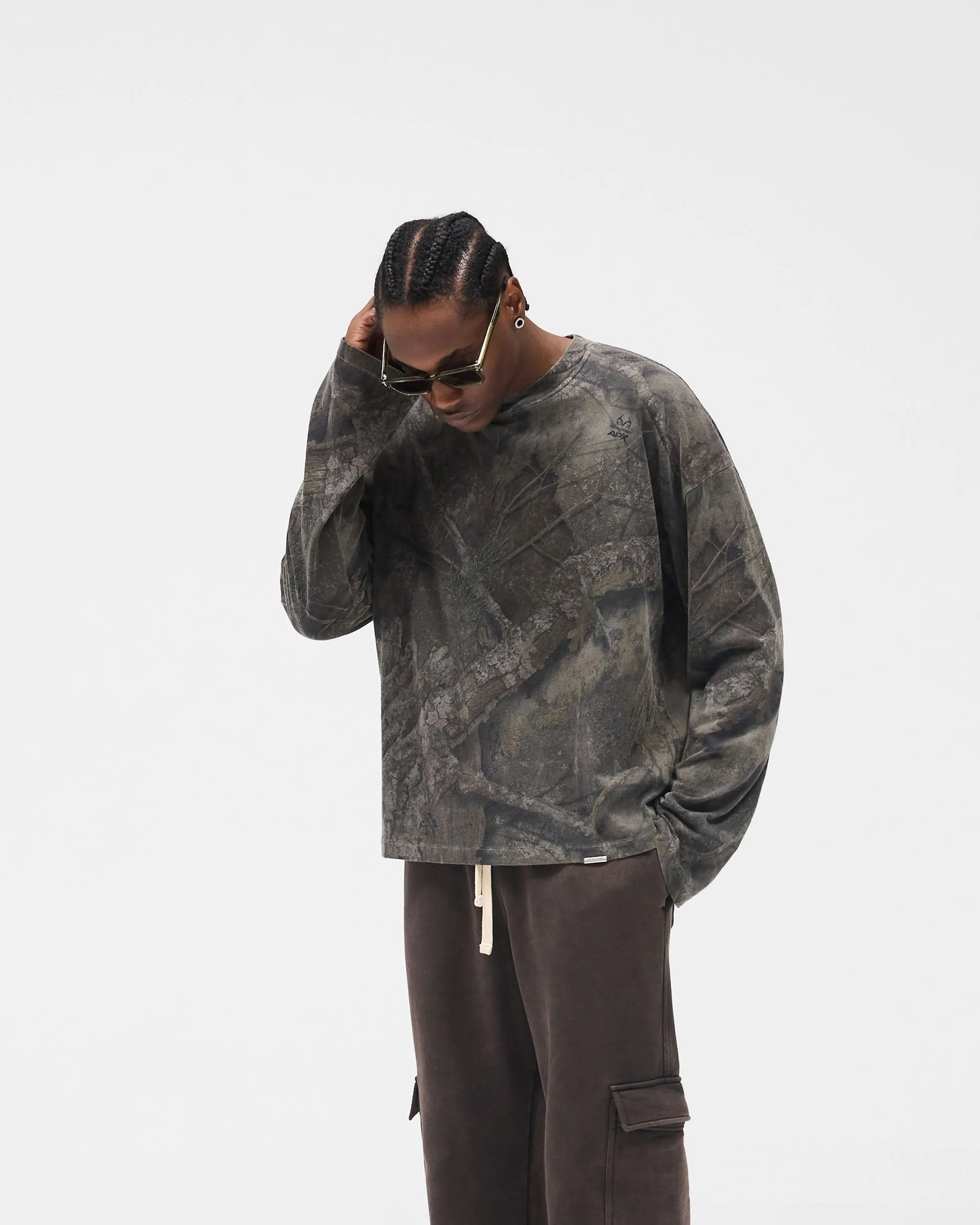 Ergonomic Cut Initial Overdye Realtree? Long Sleeve T-Shirt - Overdyed Black