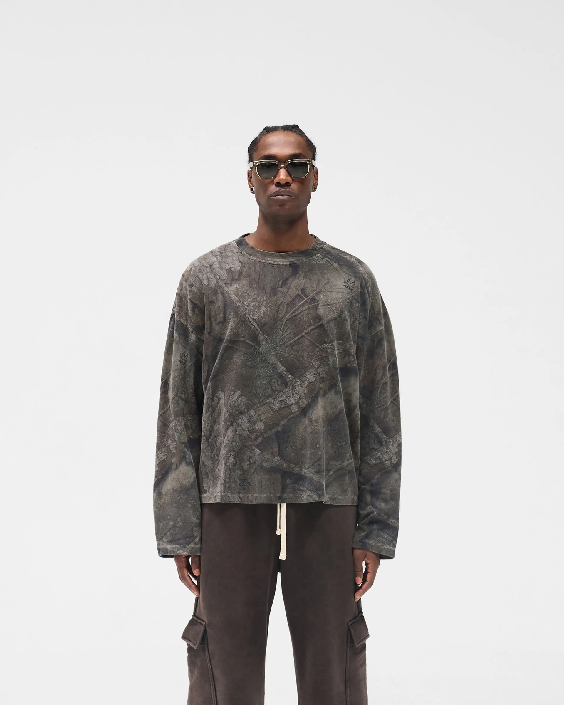 Initial Overdye Realtree? Long Sleeve T-Shirt - Overdyed Black tall size Sleek Performance Fit