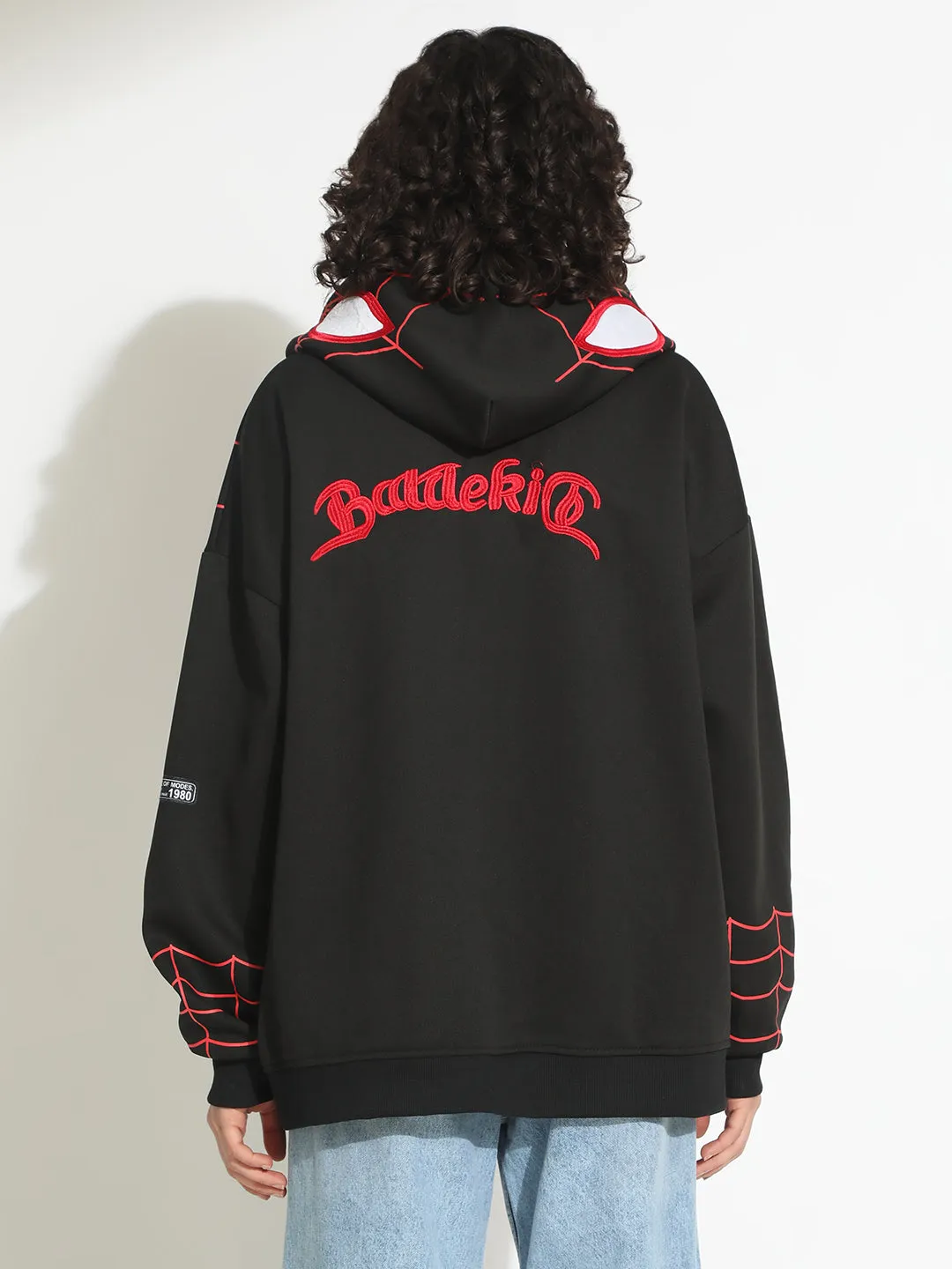 Women's Black Spiderman Graphic Zip Up Hoodie with Masked Hood Comfortable For Walking product formal casual balance