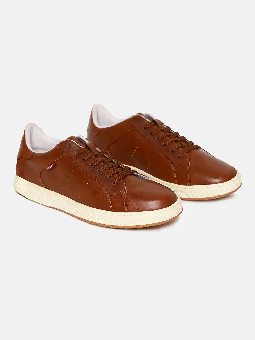 Men's Tan Solid Shoes Queen Touch construction