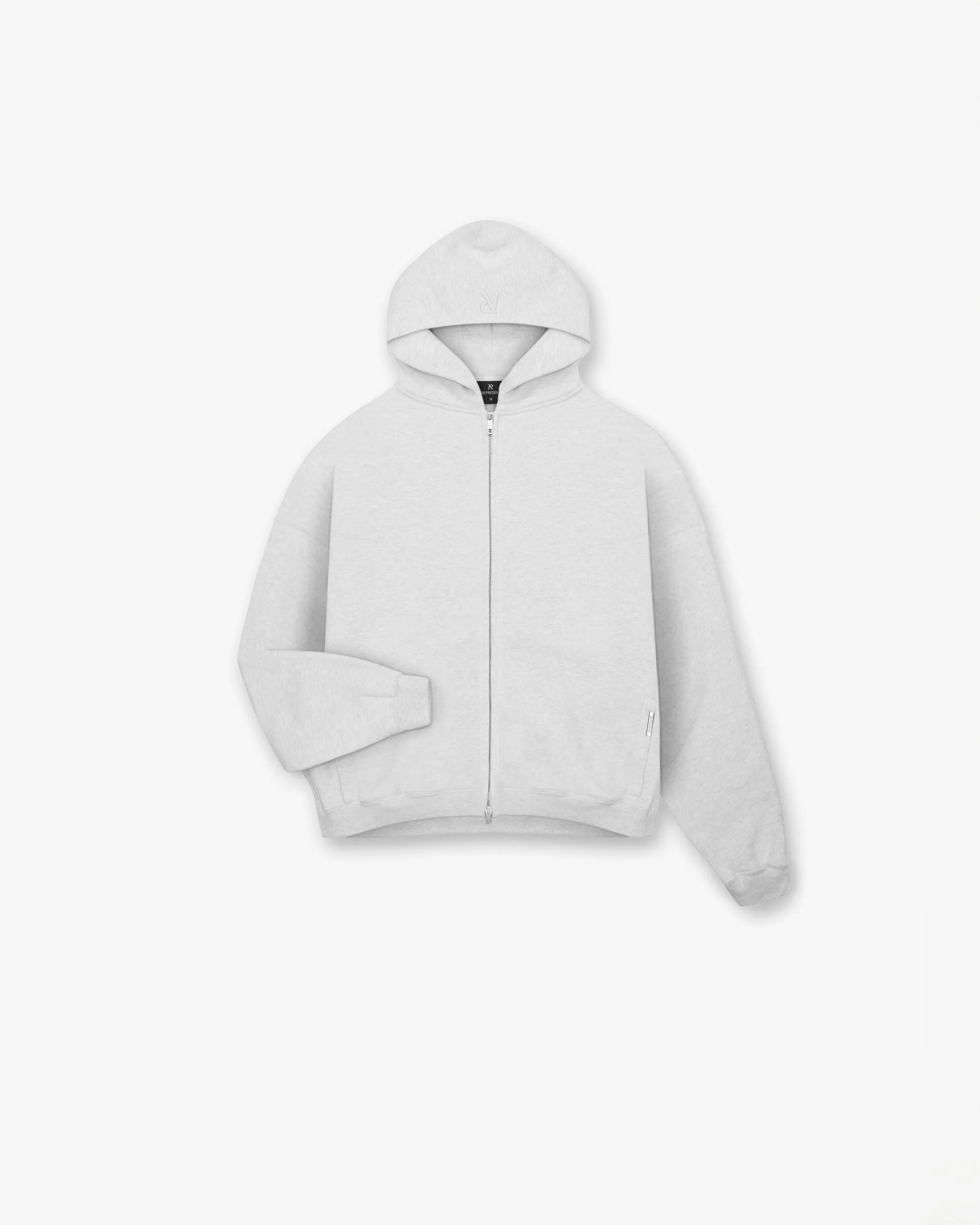Initial Boxy Zip Through Hoodie - Ice Grey Marl product personalization product gym readiness