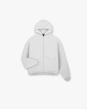 Initial Boxy Zip Through Hoodie - Ice Grey Marl product personalization product gym readiness