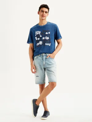 Men's Light Blue Tapered Shorts Perfect Fit Sport Style Fit