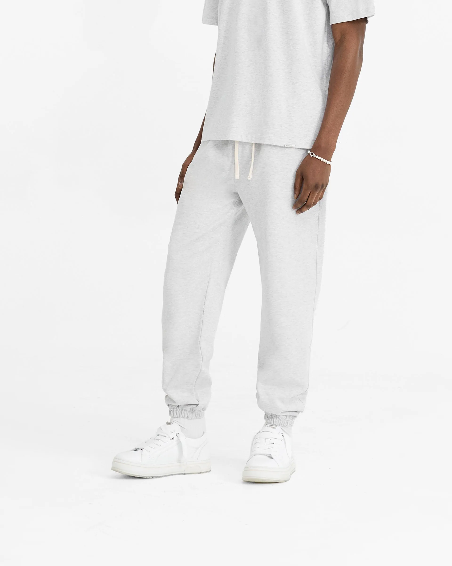 All Day Wear Comfort Wide fit Initial Cuffed Sweatpant - Ice Grey Marl