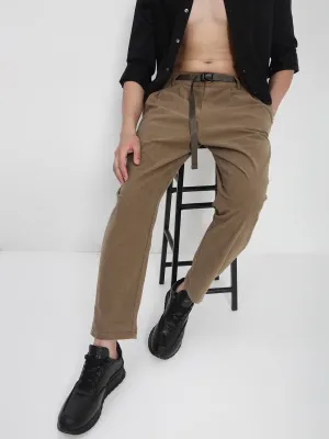 Flex Wear Design Men's Brown Corduroy Relaxed Fit Trousers