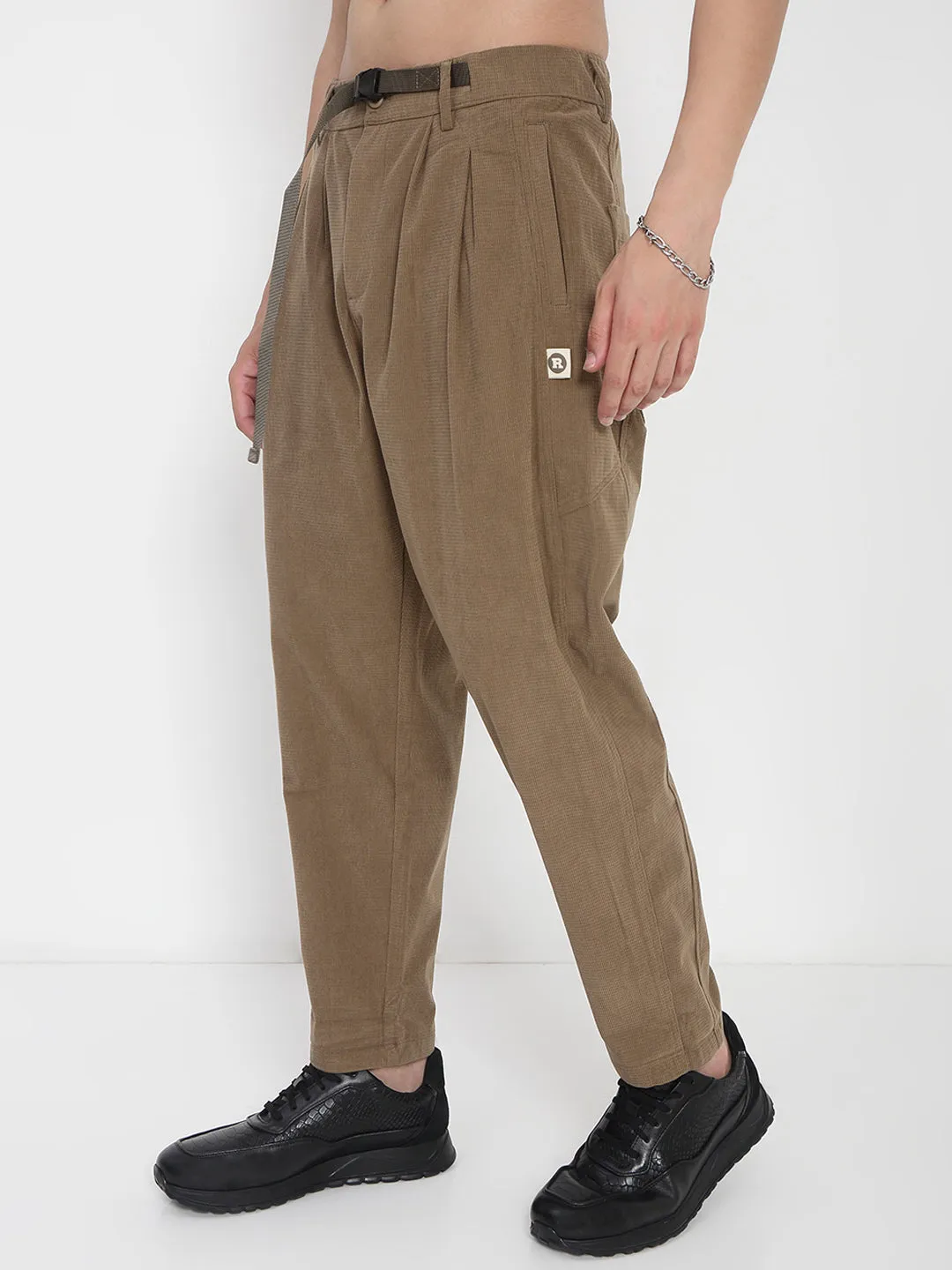 Perfect Pair Men's Brown Corduroy Relaxed Fit Trousers