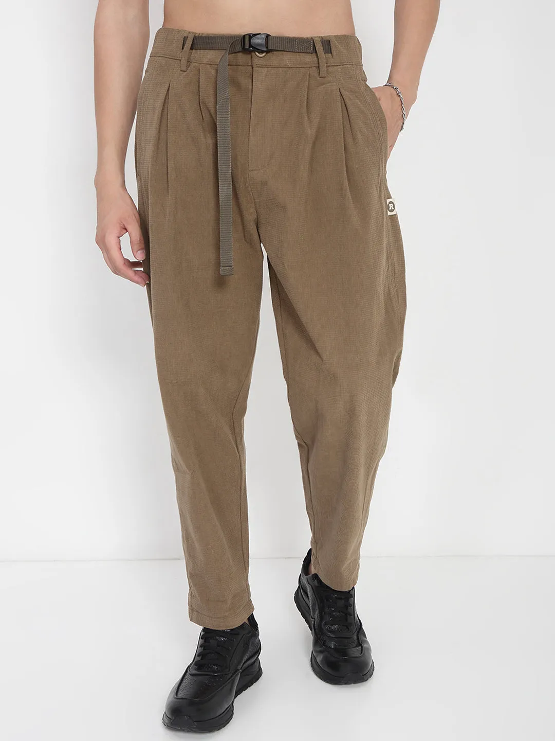 Men's Brown Corduroy Relaxed Fit Trousers Smart Layering