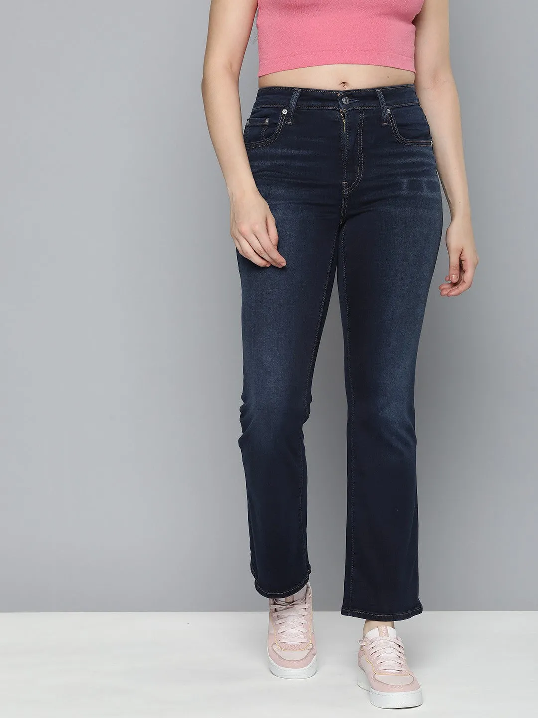 Women's 725 Blue Flared Fit High Rise Jeans Sleek Option