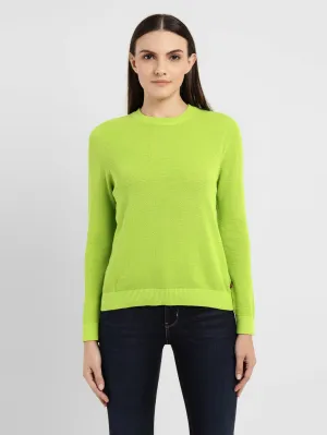 Women's Solid Round Neck Sweater Reinforced Edging Urban Trend