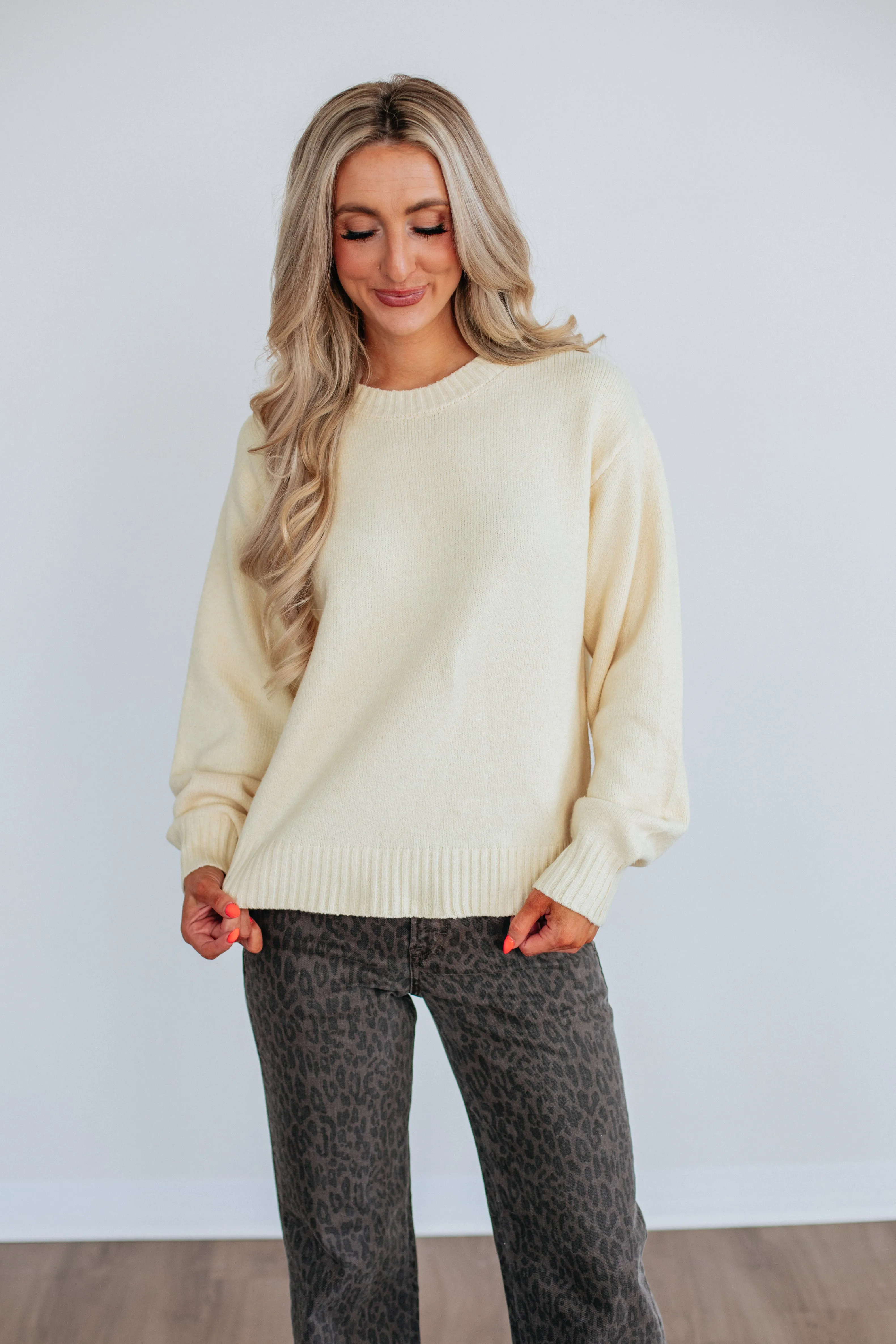 Fawn Pullover Sweater Cozy Fleece Relaxed Comforted