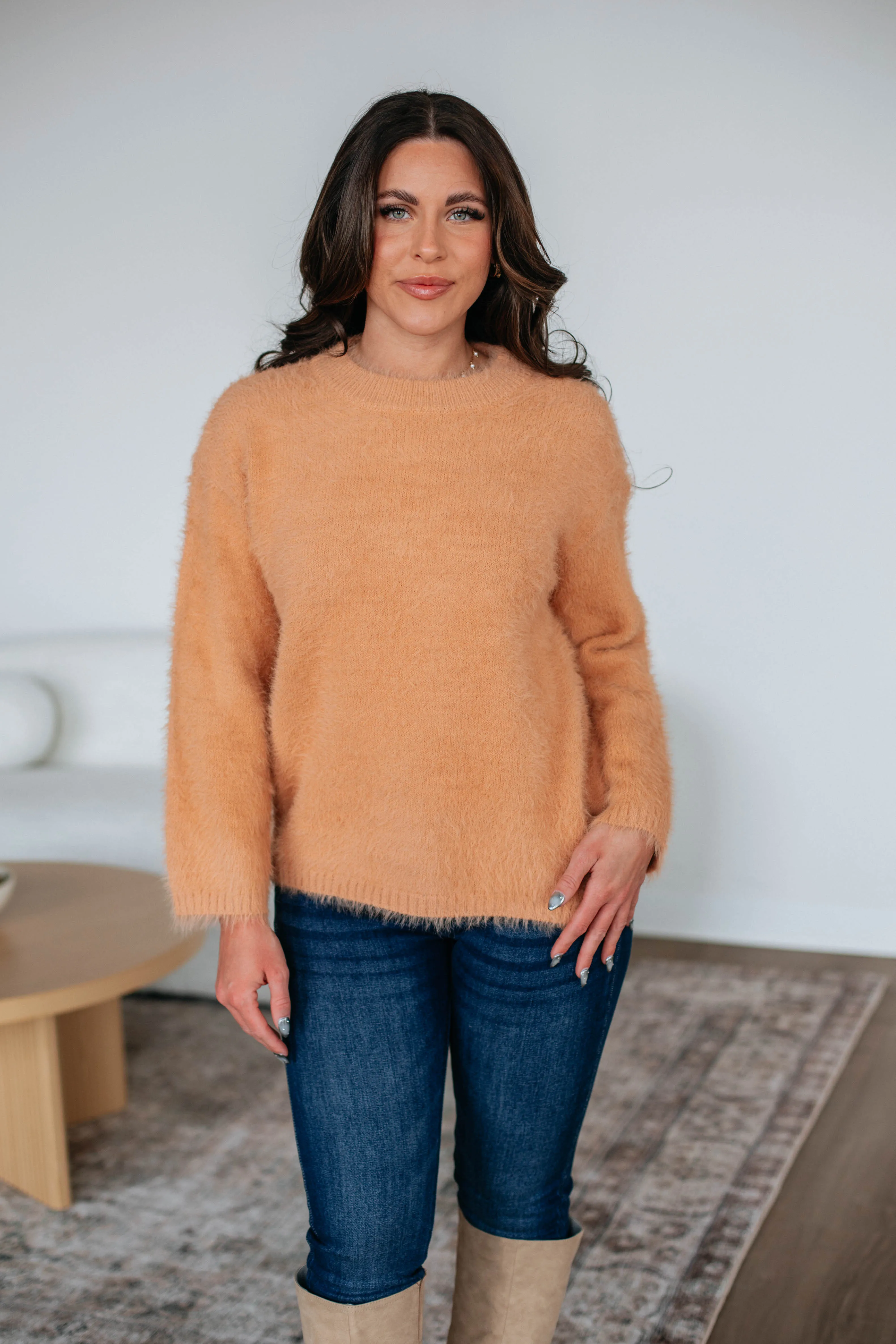 Recycled Polyester Yarn Clean Finish Everly Sweater - Light Camel