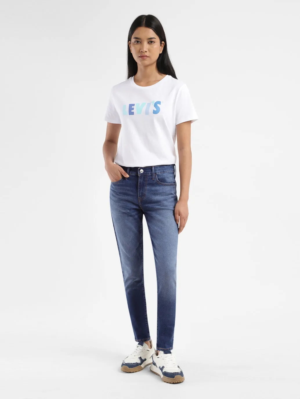 Women's 710 Blue Skinny Fit Mid Rise Jeans Smooth Breathable Easy Pair