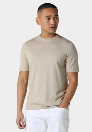 Edgy Fashionable Piece Filler Pastel Camel Knitted T-Shirt