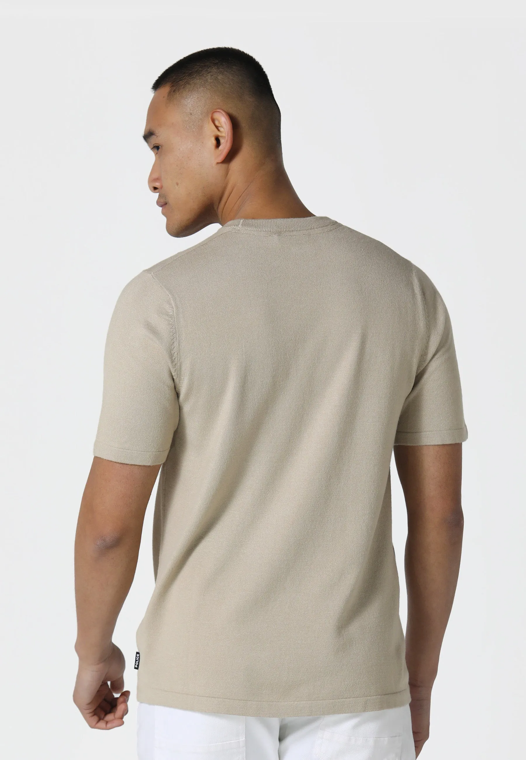 Filler Pastel Camel Knitted T-Shirt Comfortable Style