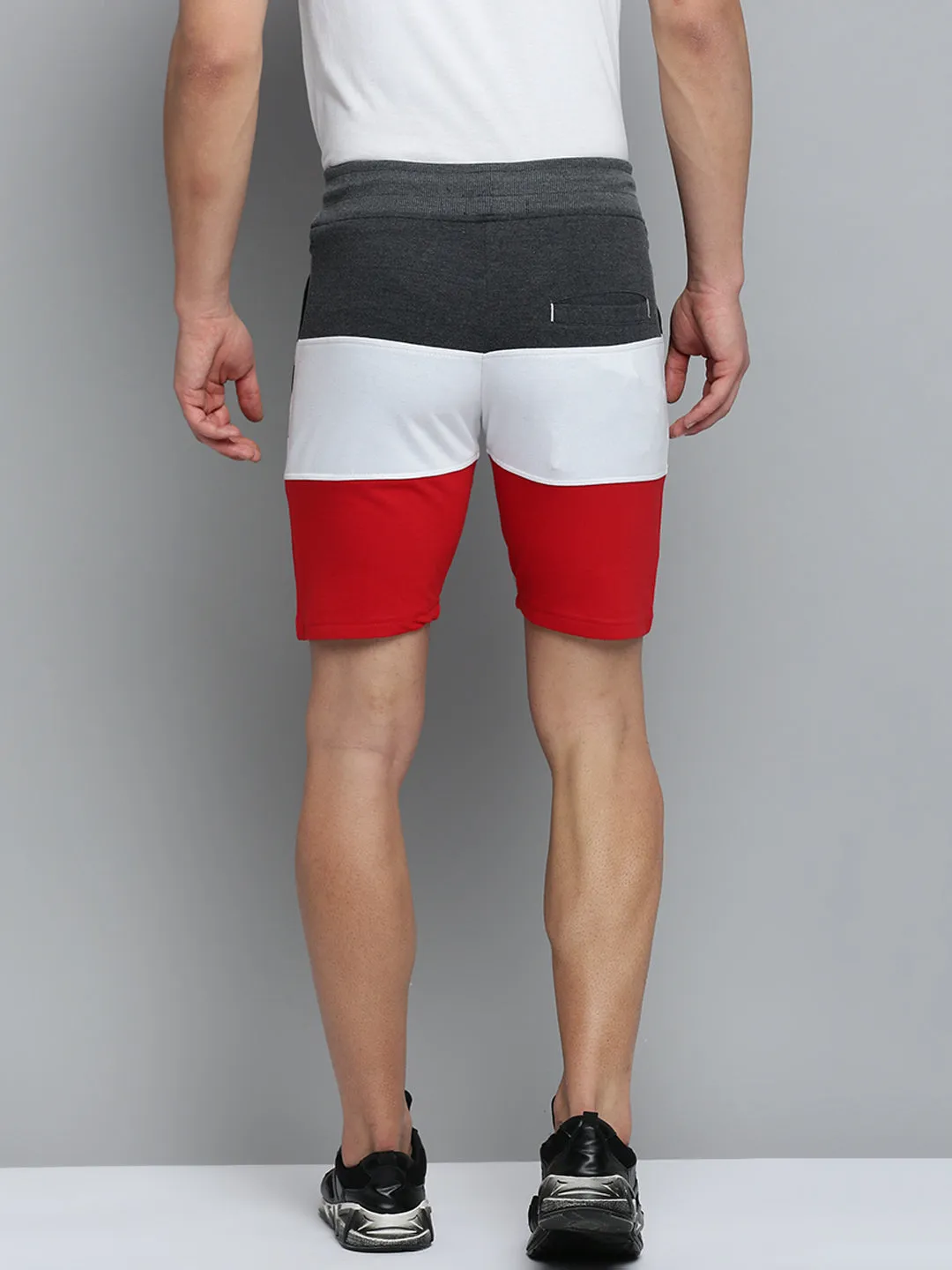 Men's Grey Regular Fit Colour blocked Shorts Flexible Layer Fit