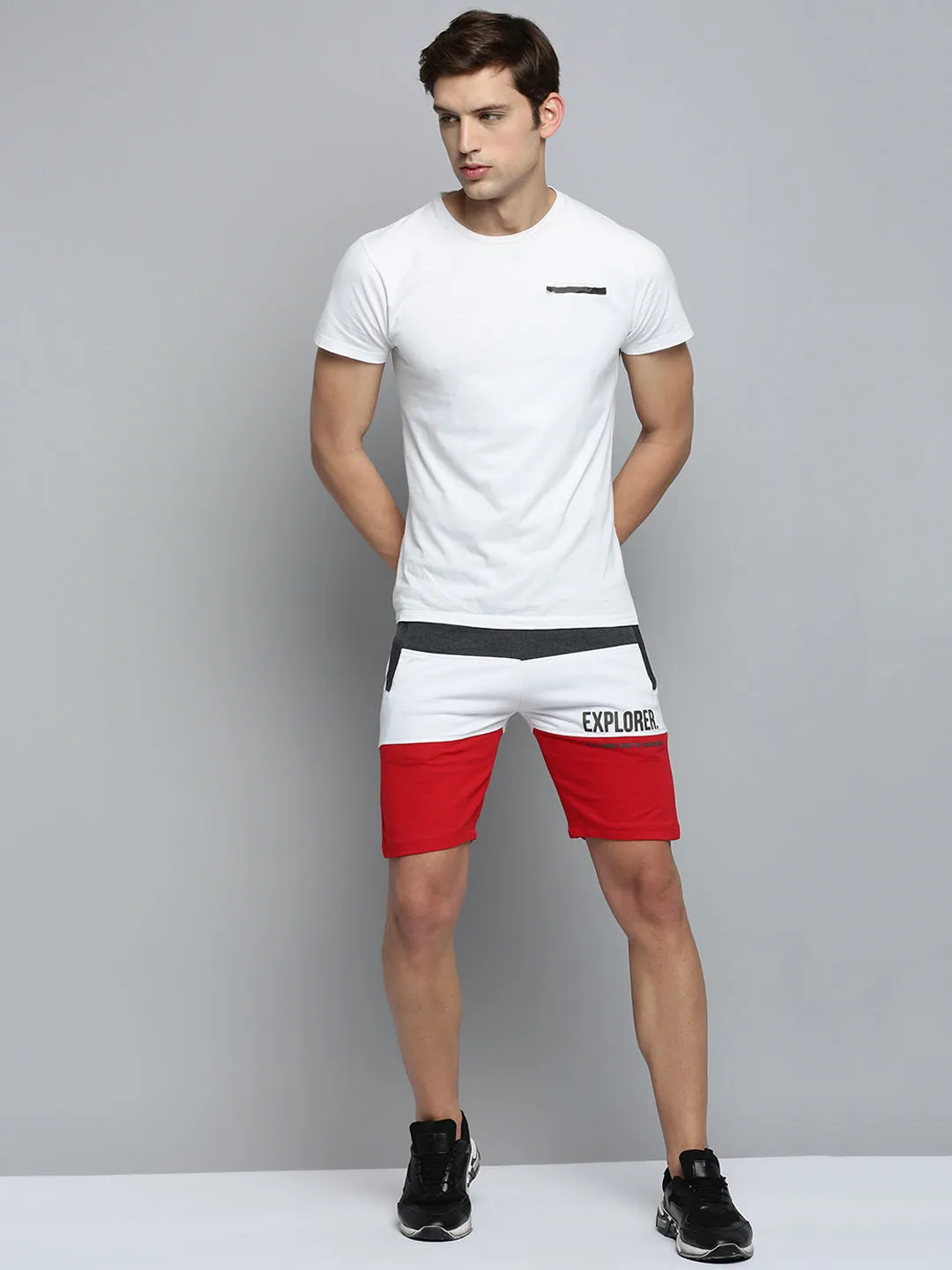 Waterproof Feature Casual Movement Men's Grey Regular Fit Colour blocked Shorts