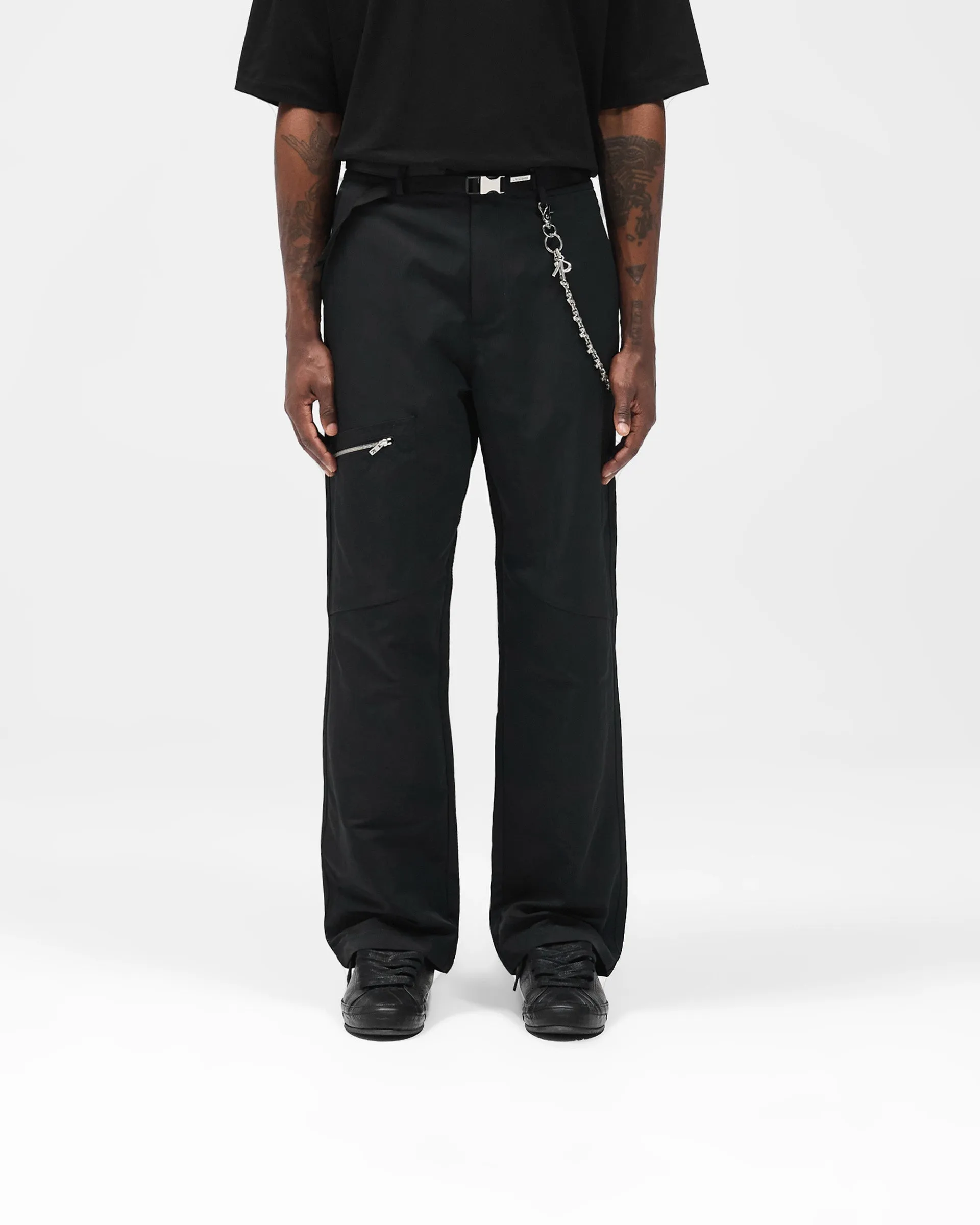 Nylon Workwear Pant - Jet Black Casual Wear Curved Waistline